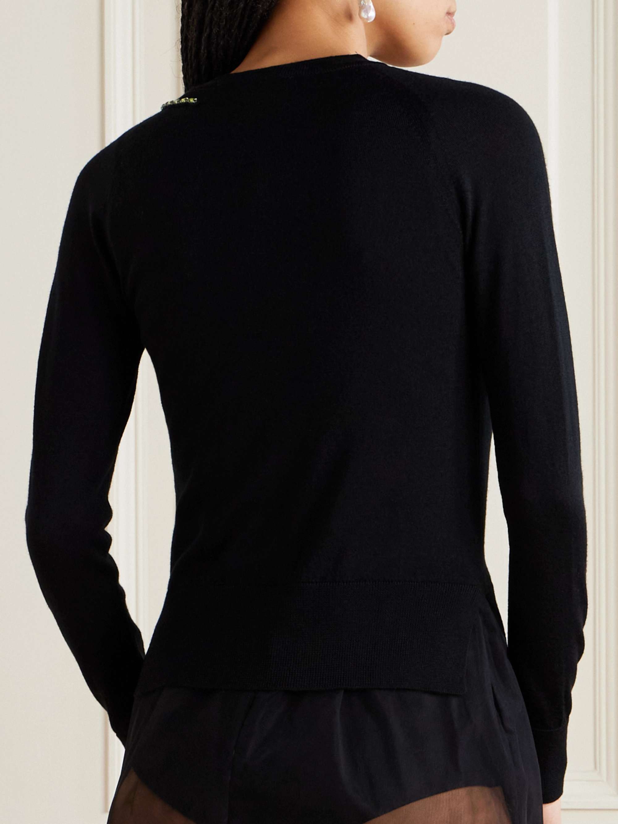 Crystal-embellished wool and silk-blend cardigan view