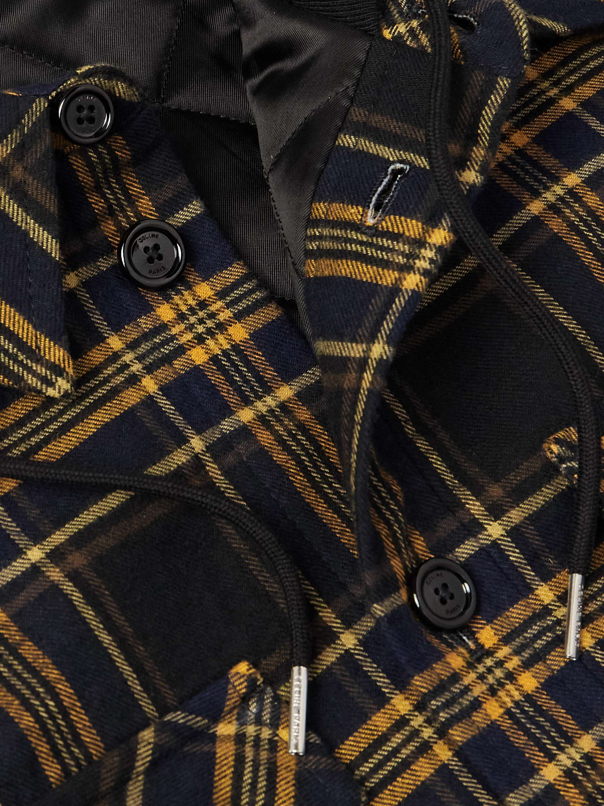 Logo-Print Jersey and Checked Cotton-Flannel Hooded Overshirt view