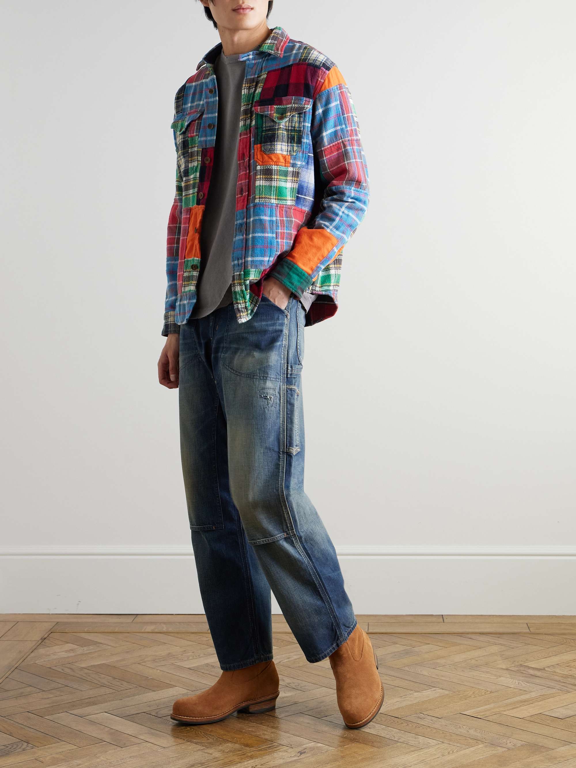 Polo Country Checked Patchwork Cotton-Flannel Shirt view