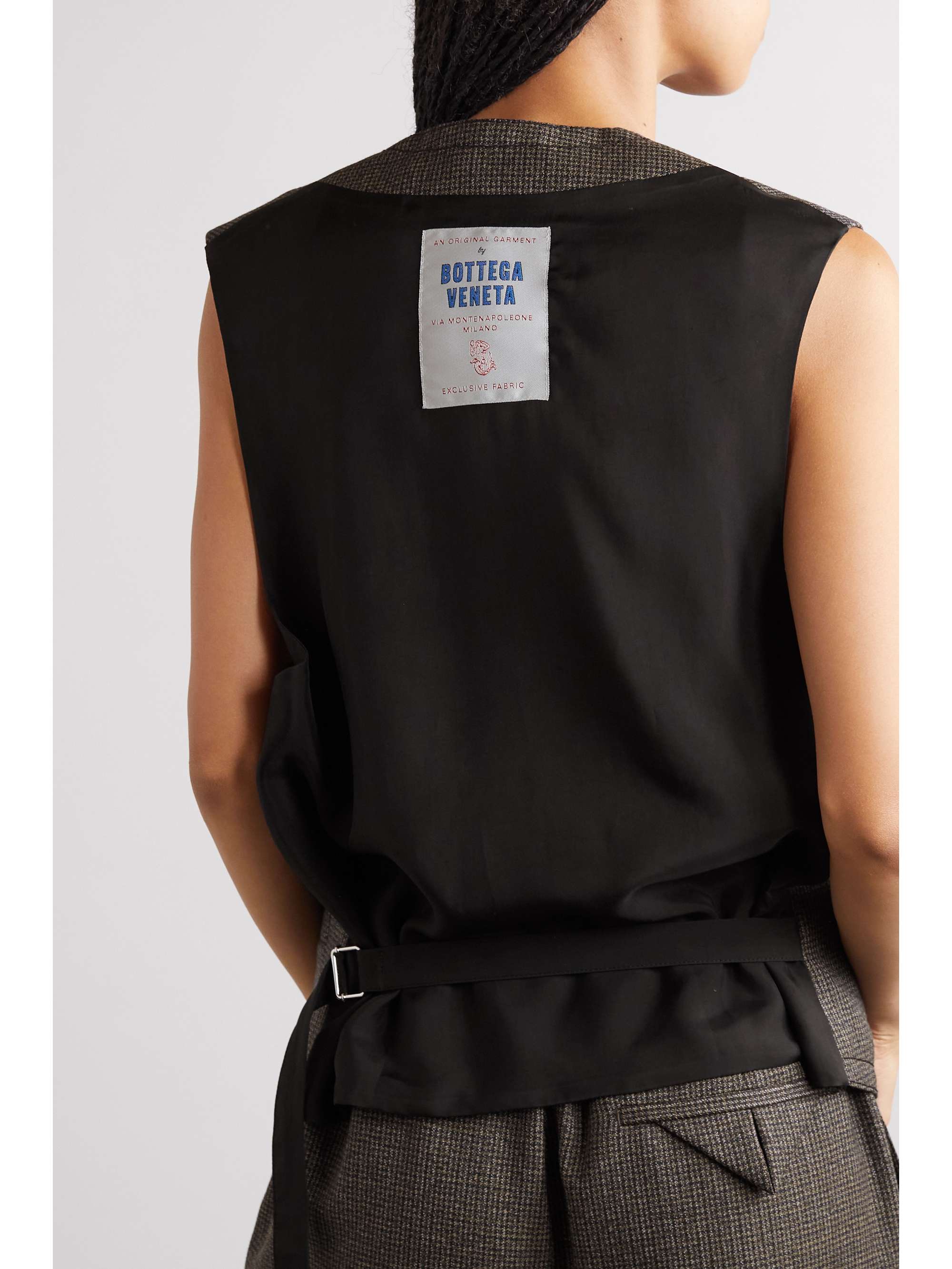 Satin and houndstooth wool-tweed vest view