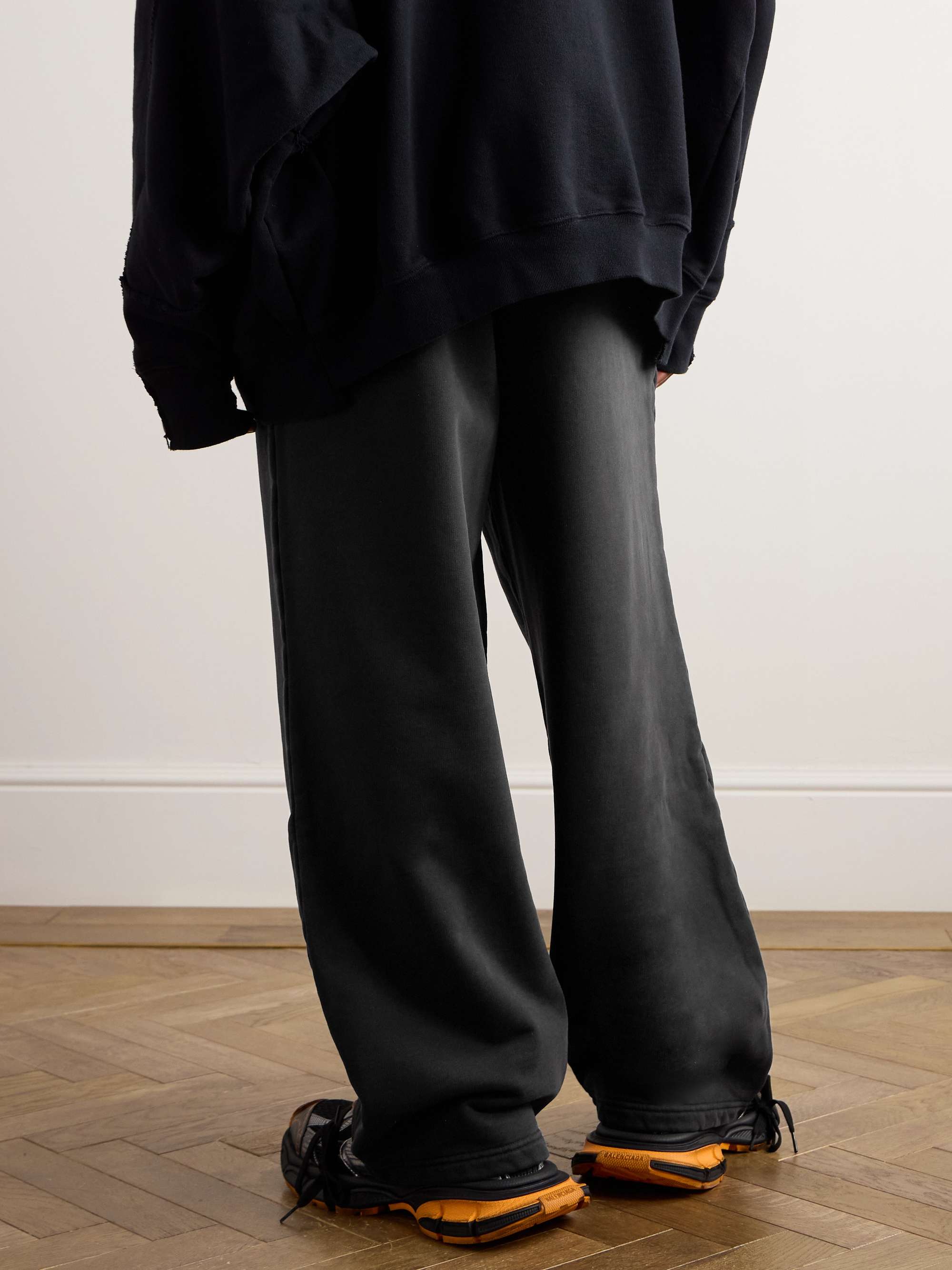 Wide-Leg Logo-Print Cotton-Jersey Sweatpants view