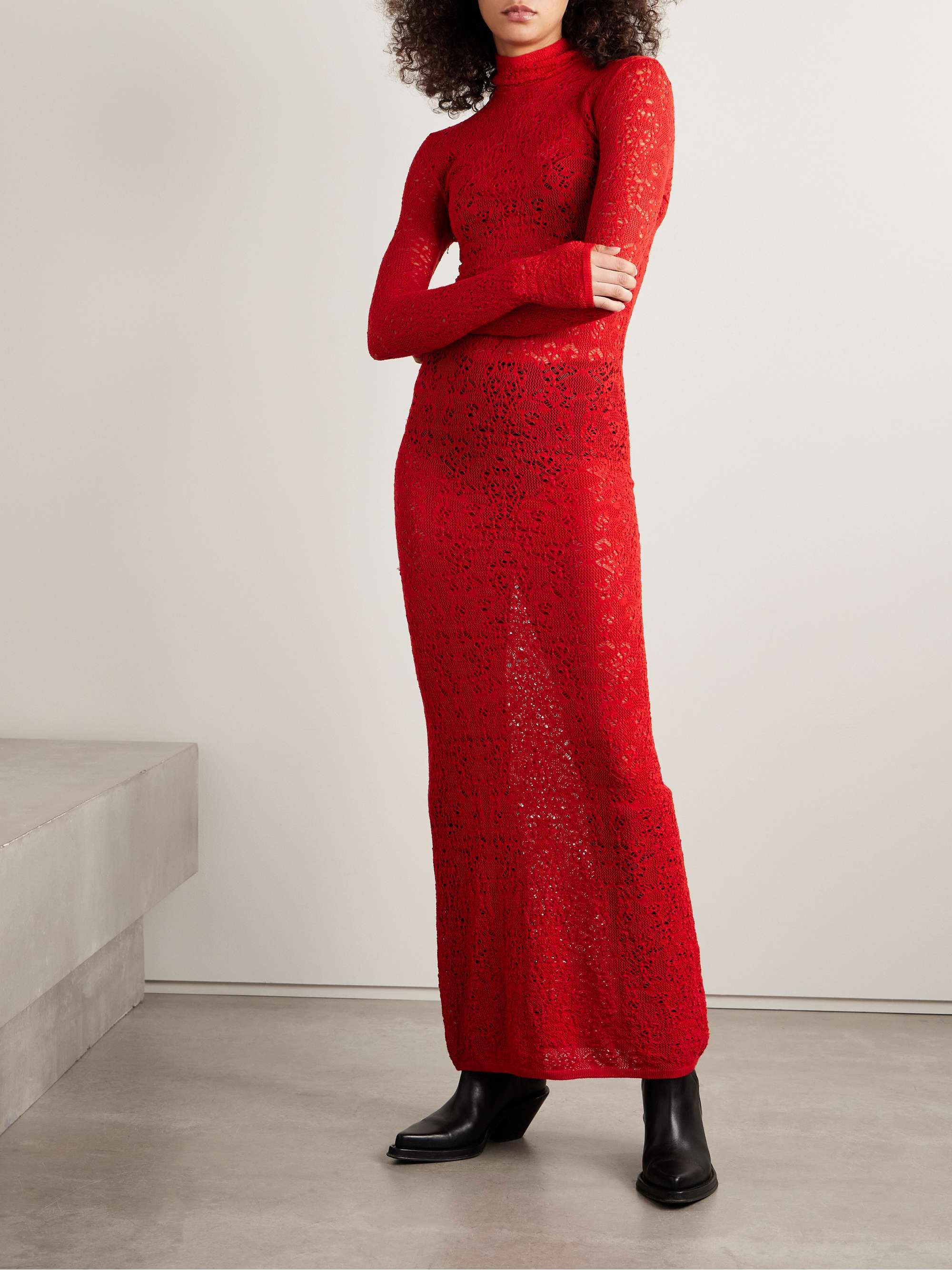 Lethe crocheted wool and silk-blend turtleneck maxi dress view