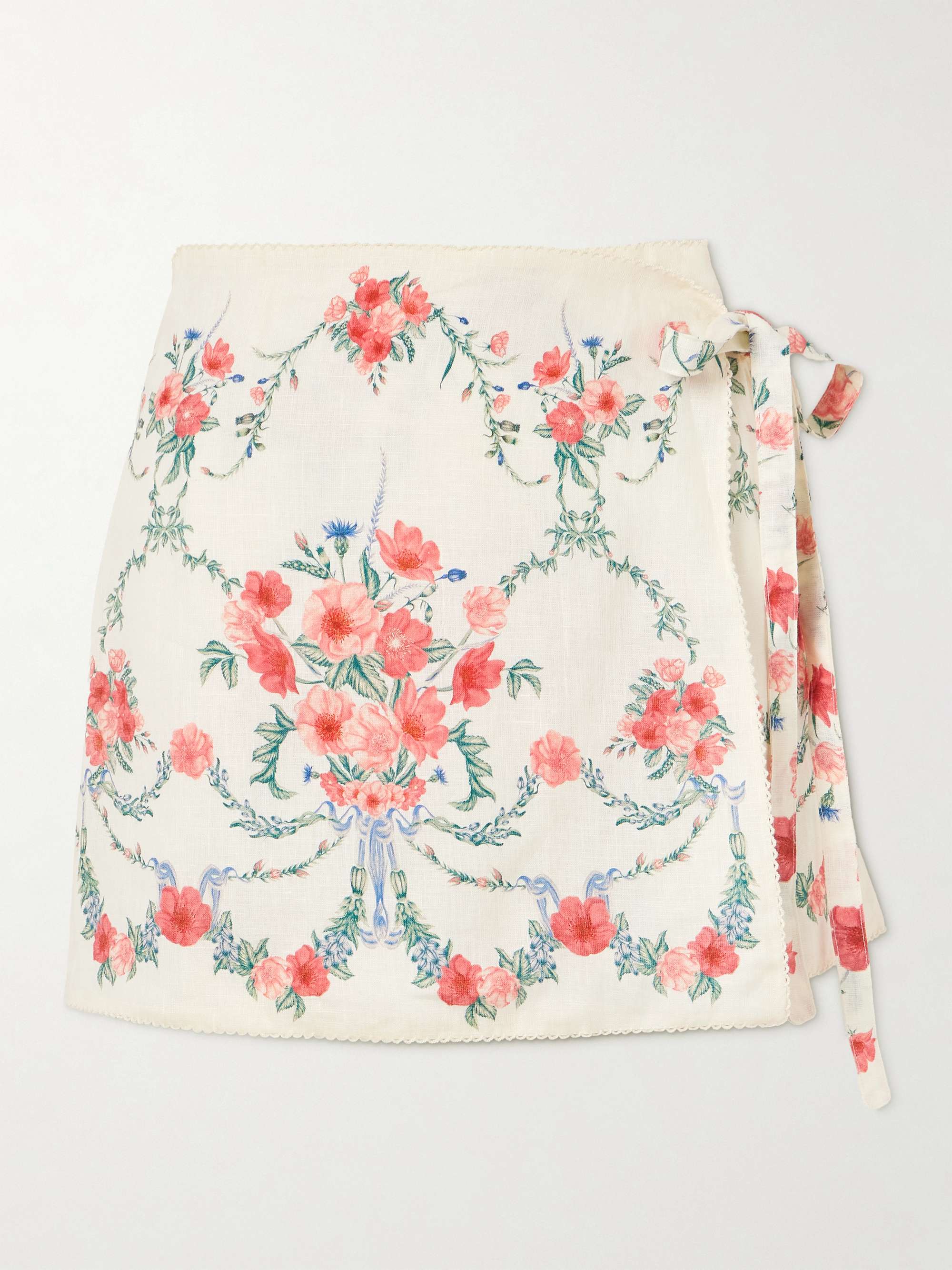 Luna Mosqueta floral-print linen mini wrap skirt view