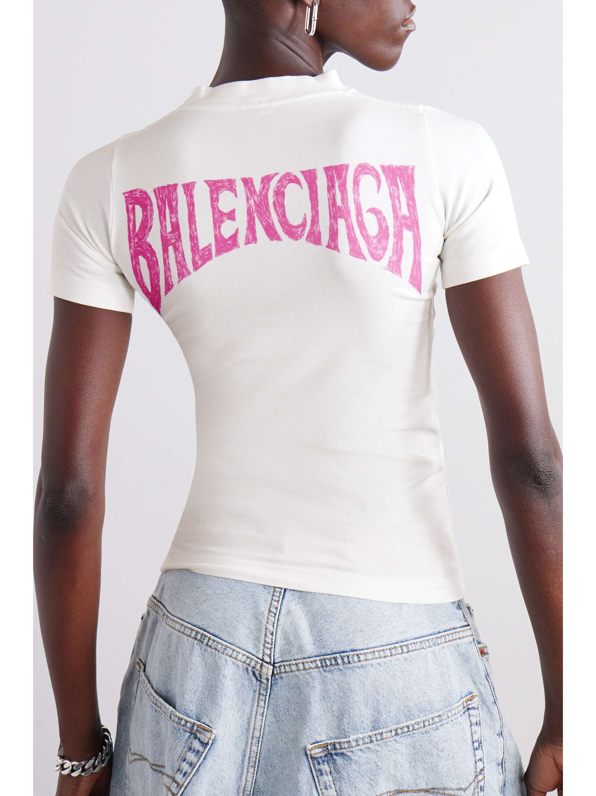 Printed stretch-cotton jersey T-shirt view