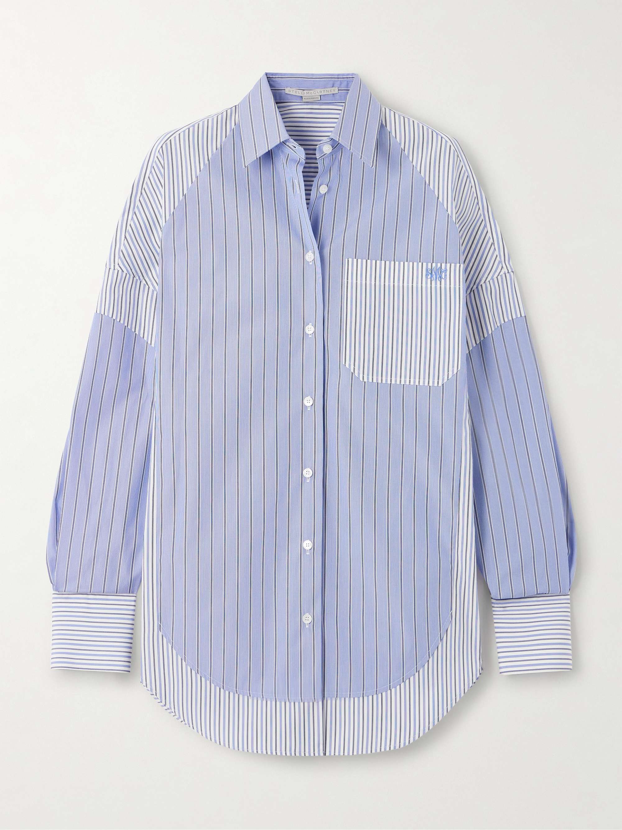 Paneled striped organic cotton-poplin shirt view