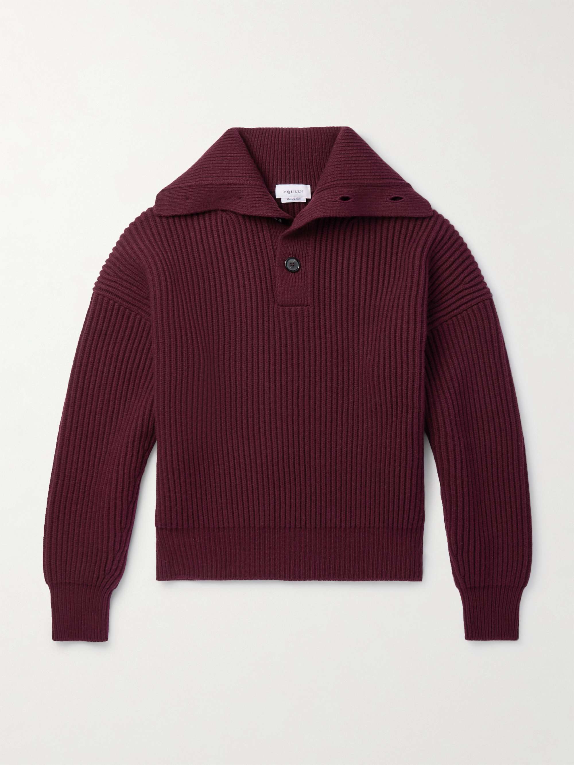 Ribbed Wool and Cashmere-Blend Half-Placket Sweater view