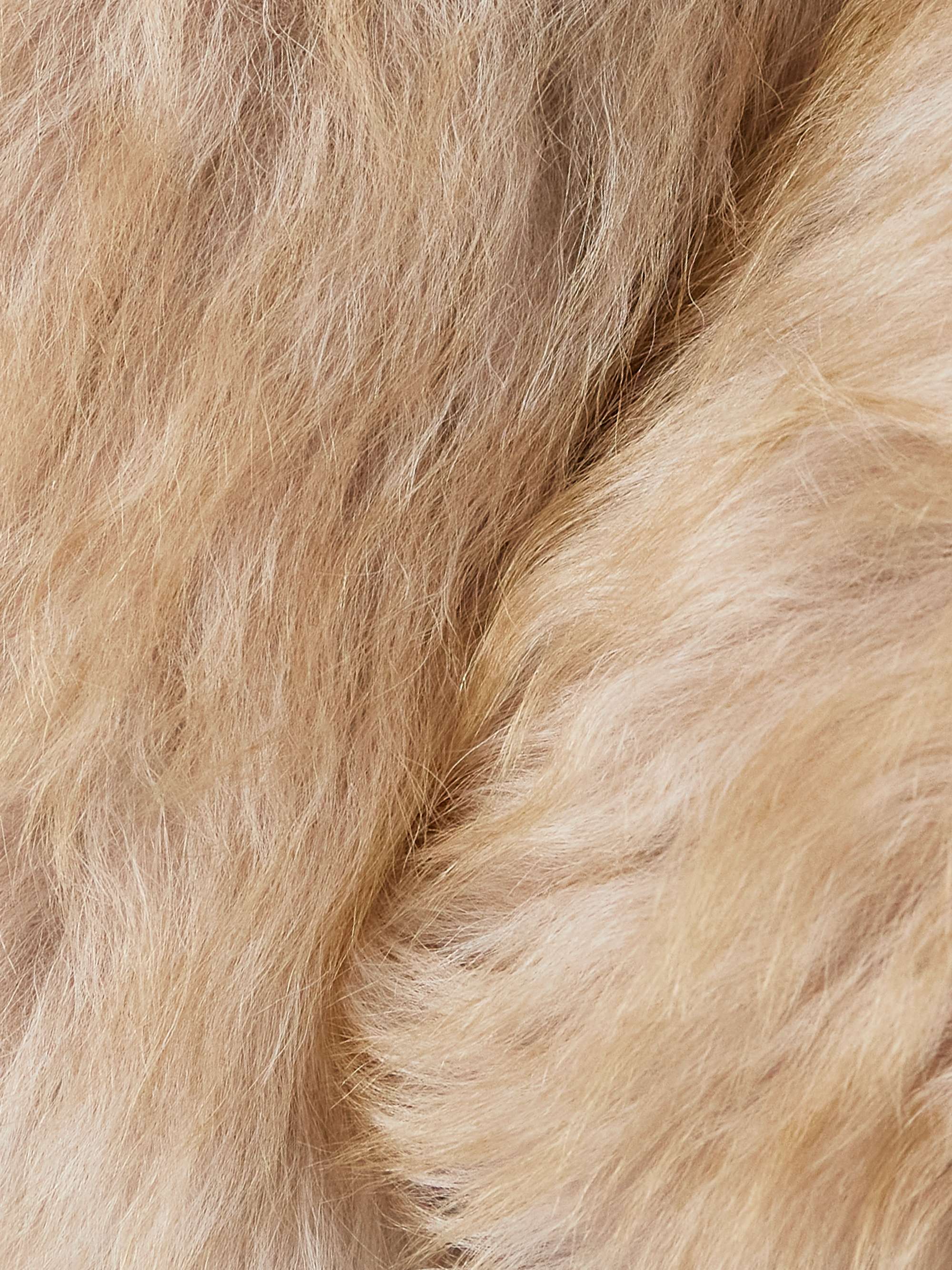 Faux fur-trimmed belted wool-blend tweed coat view