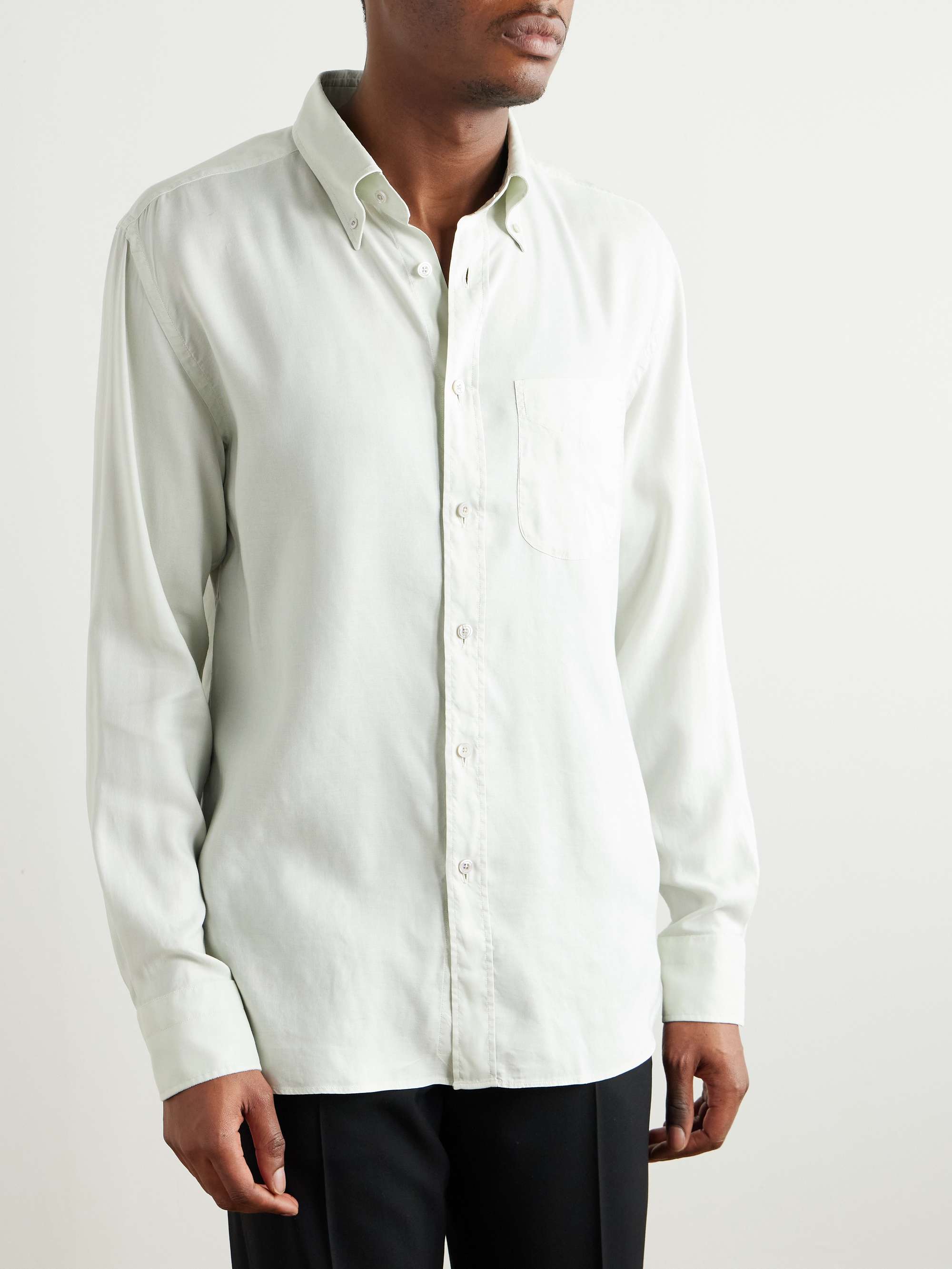 Button-Down Collar Garment-Dyed Lyocell Shirt view