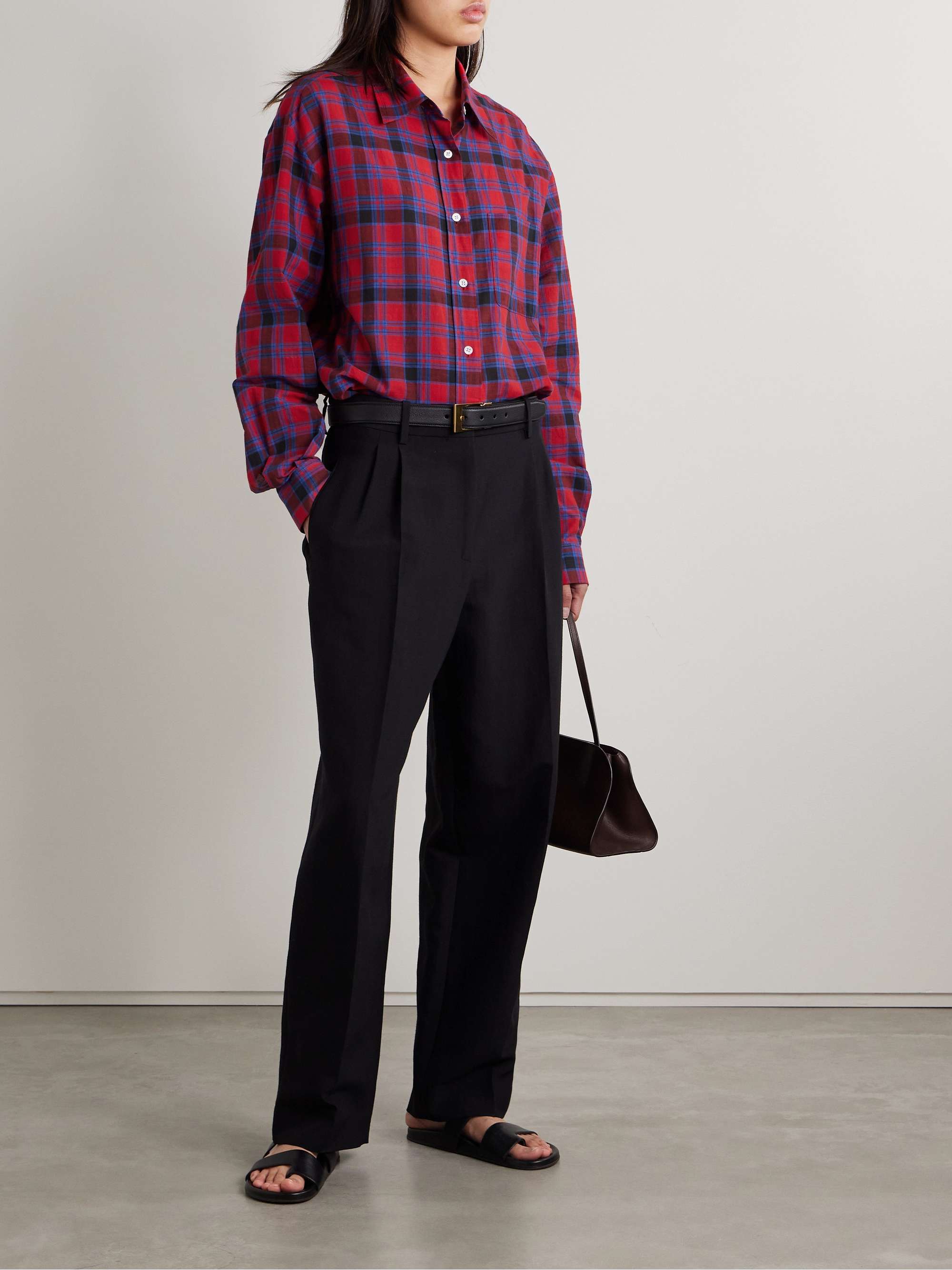 Nesson oversized checked cotton-voile shirt view