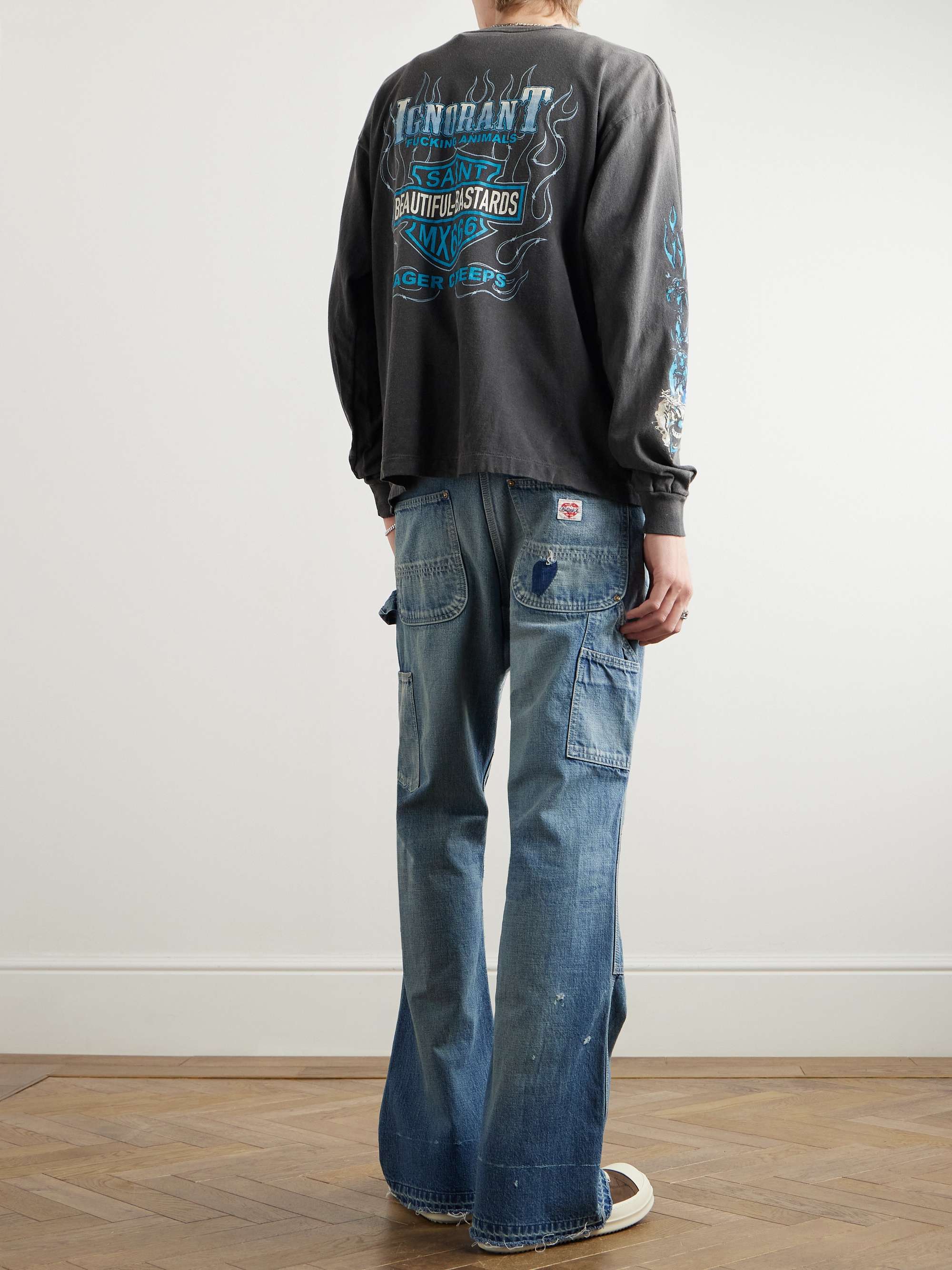 Goodbye Humanity Dice Distressed Printed Cotton-Jersey T-Shirt view