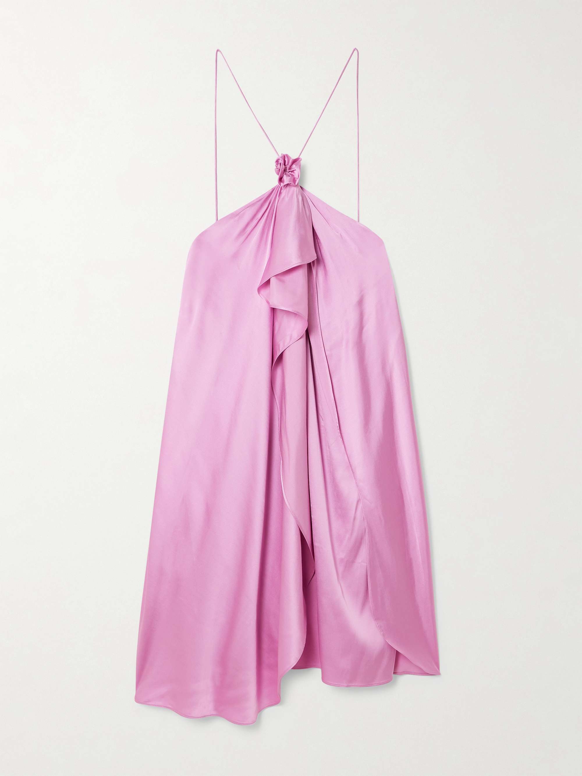 Gathered draped stretch-satin mini dress view