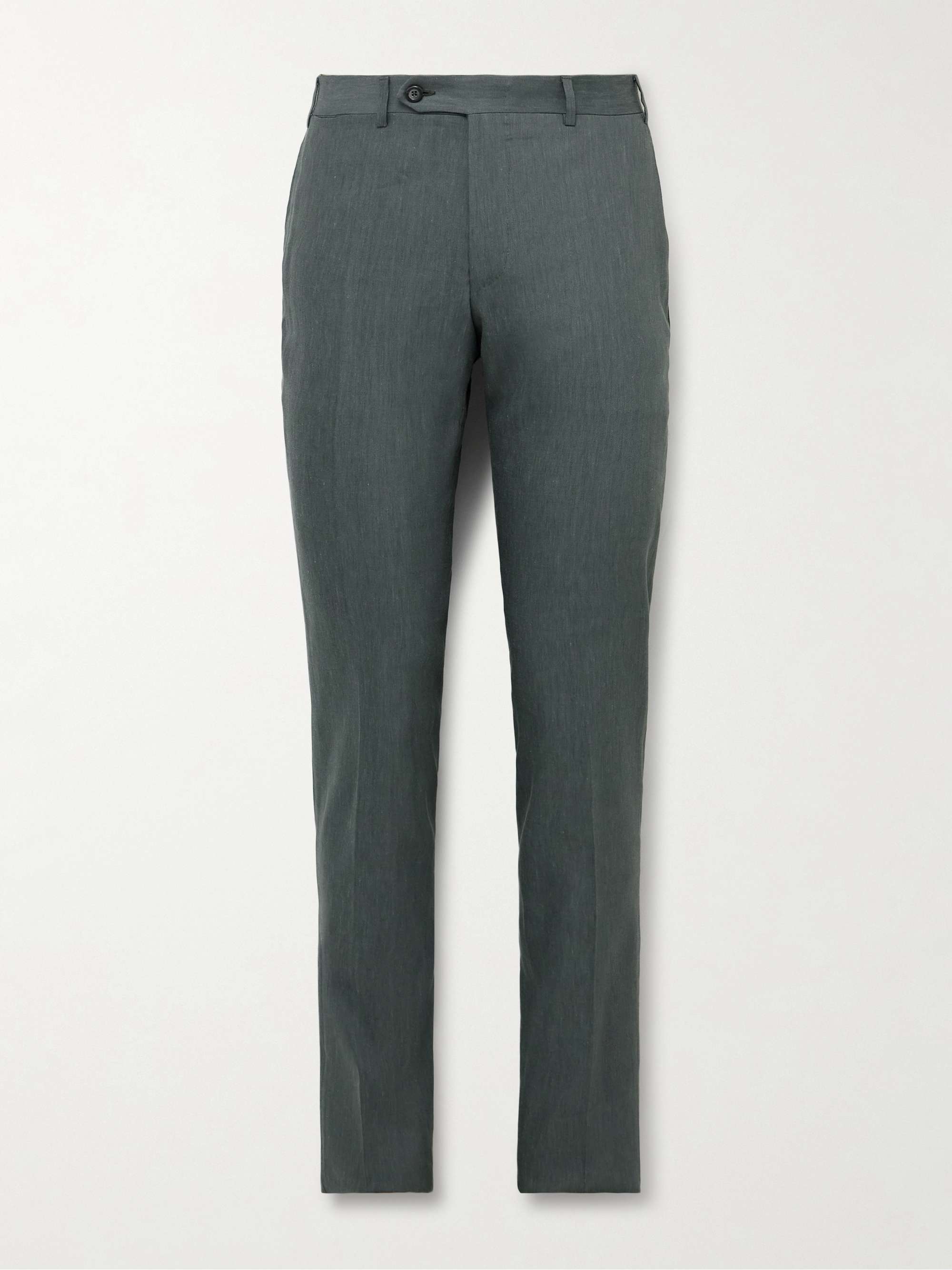 Slim-Fit Linen and Wool-Blend Suit Trousers view
