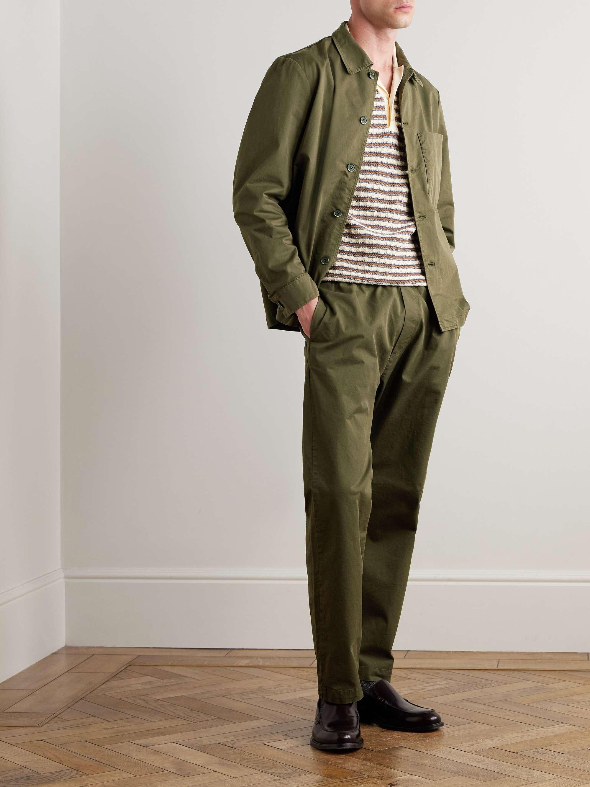 Bativoga Straight-Leg Cotton-Blend Poplin Trousers view