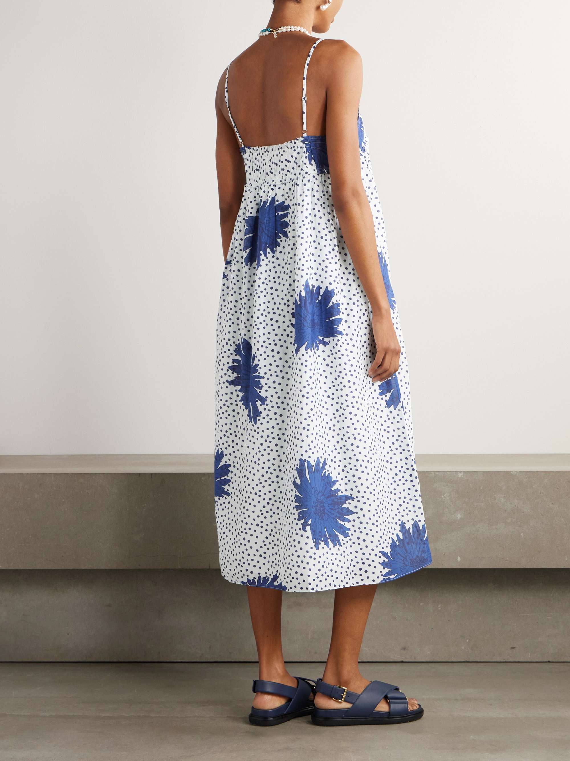 Eden printed cotton and silk-blend midi dress view