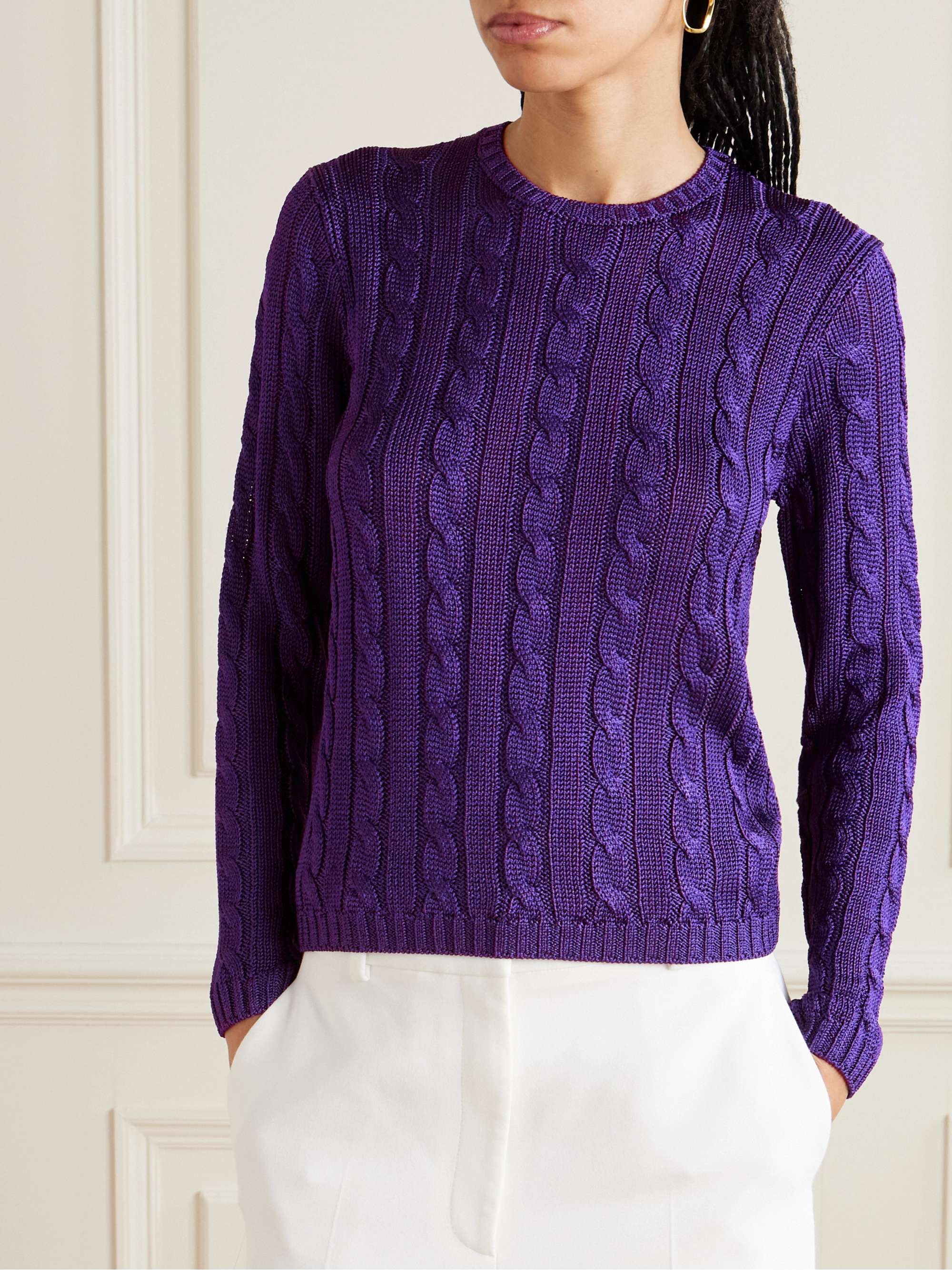 Cable-knit silk sweater view