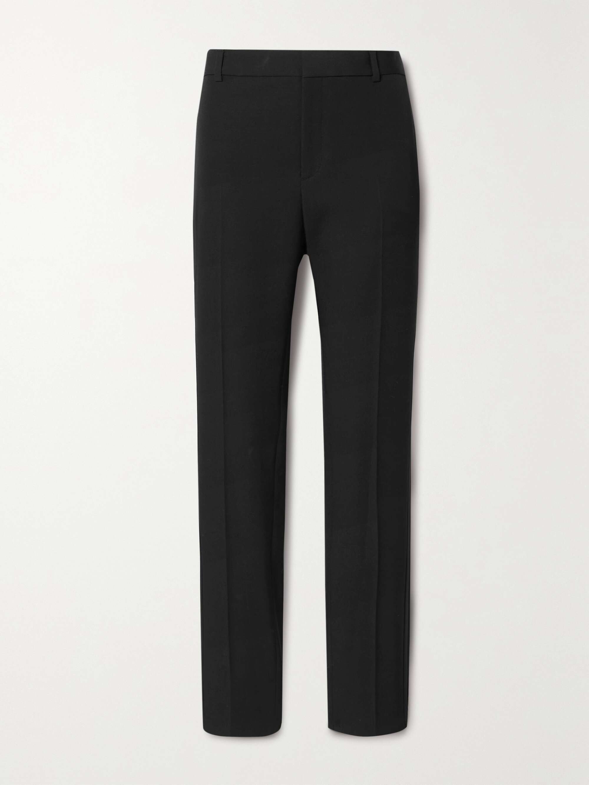 Satin-trimmed grain de poudre wool straight-leg pants view