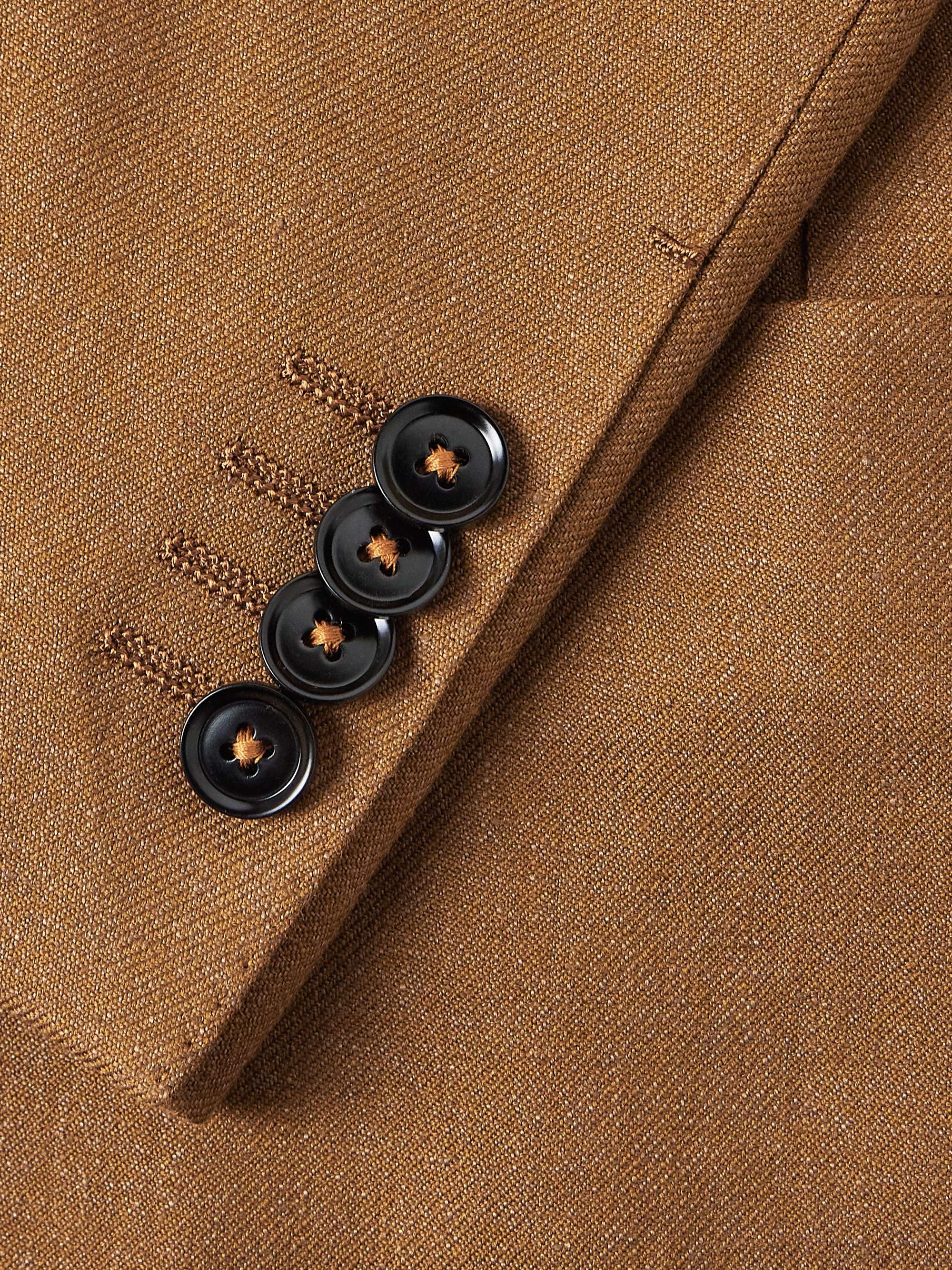 Double-Breasted Linen and Wool-Blend Suit Jacket view