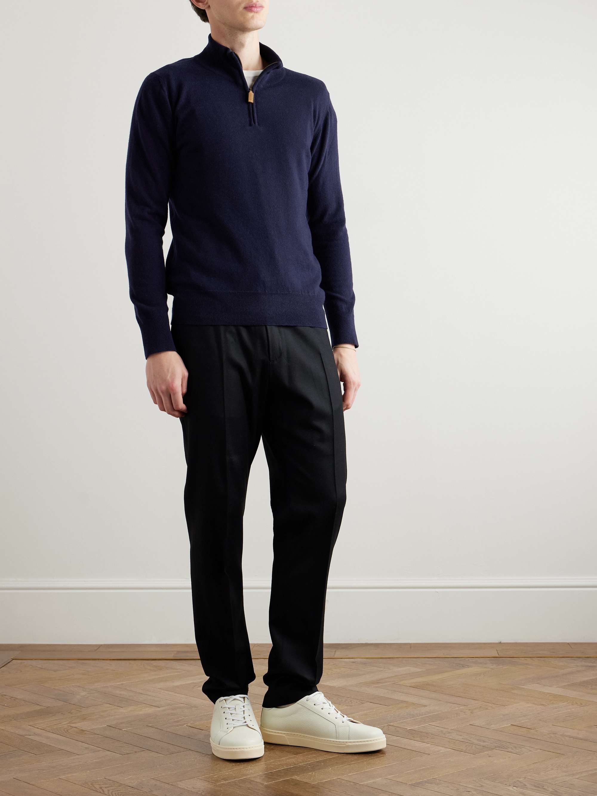 Merino Wool and Cashmere-Blend Half-Zip Sweater view