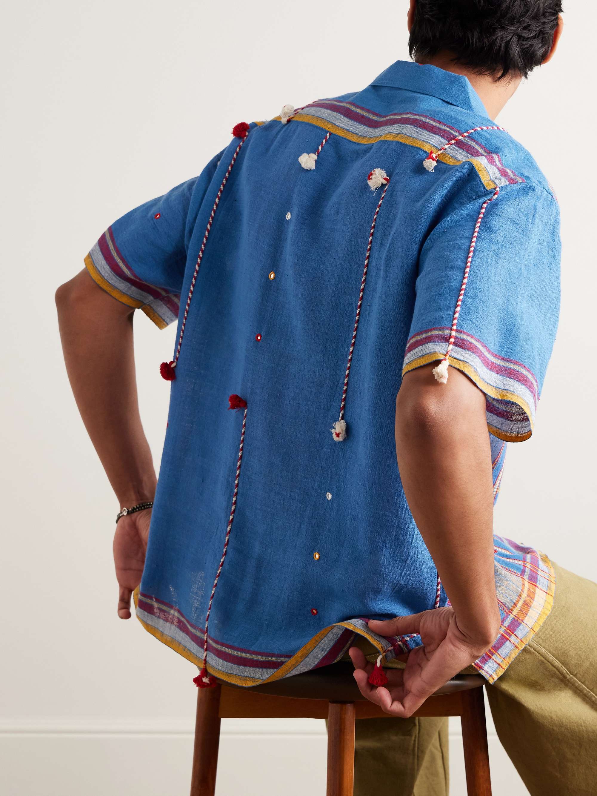 Ayo Convertible-Collar Embelished Embroidered Cotton Shirt view