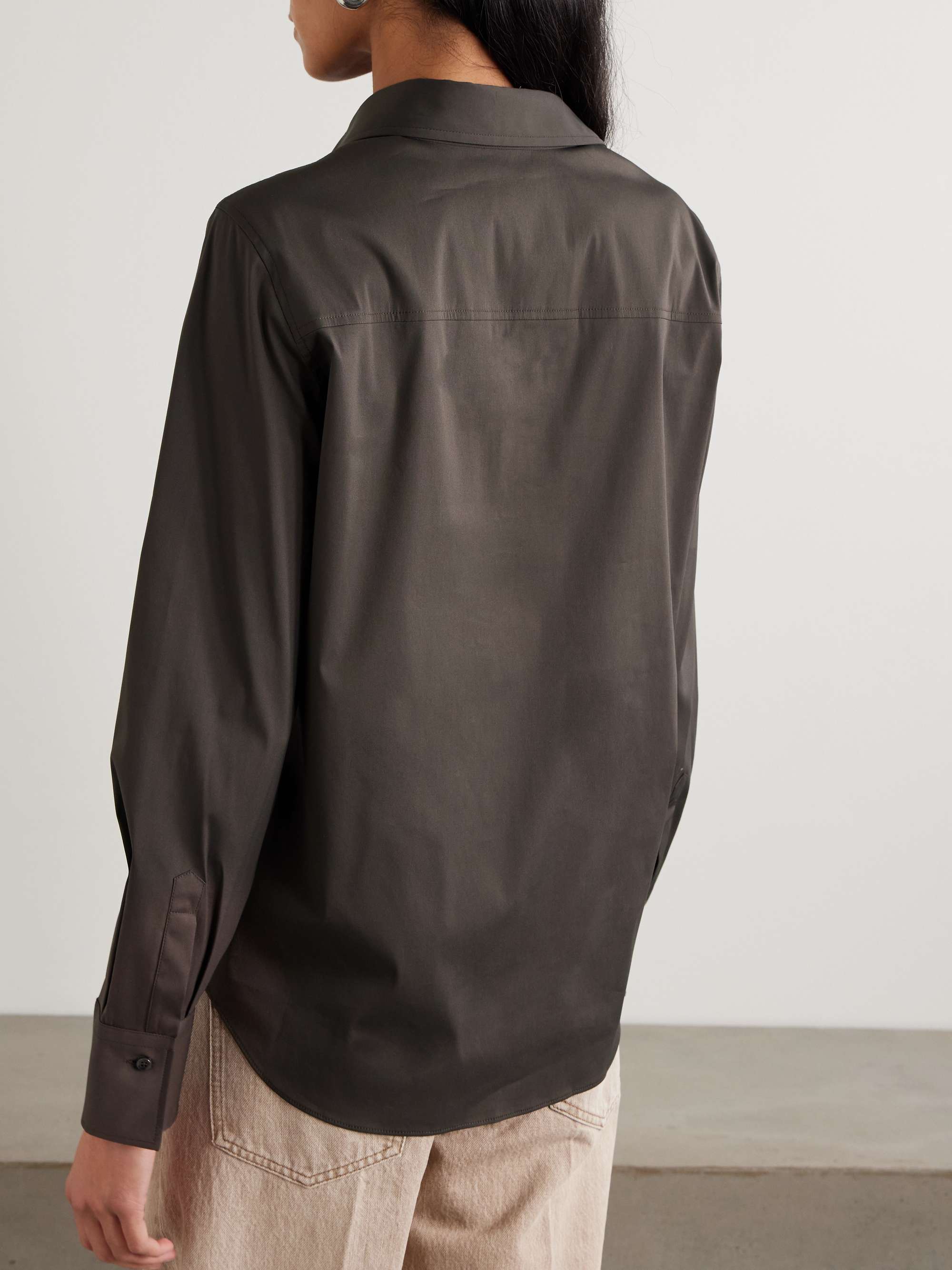Bead-embellished cotton-blend poplin shirt view