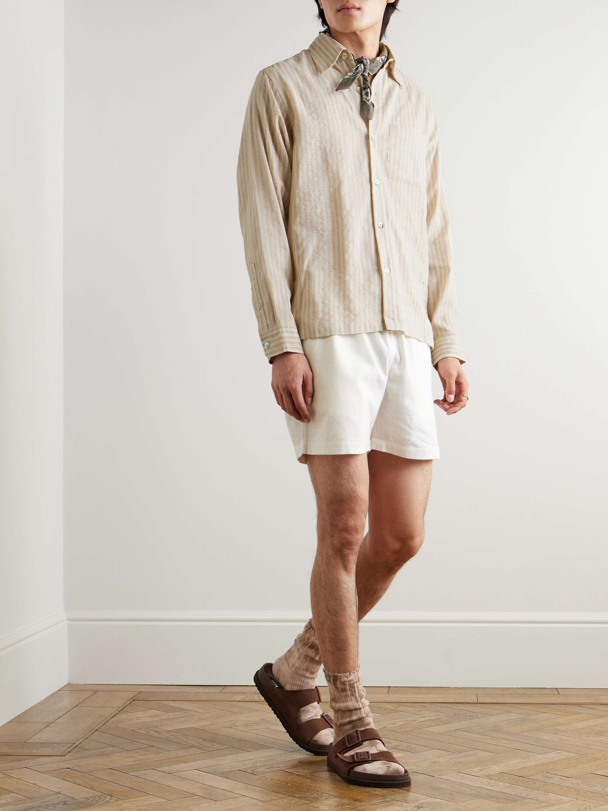 Pataudi Striped Silk and Cotton-Blend Shirt view