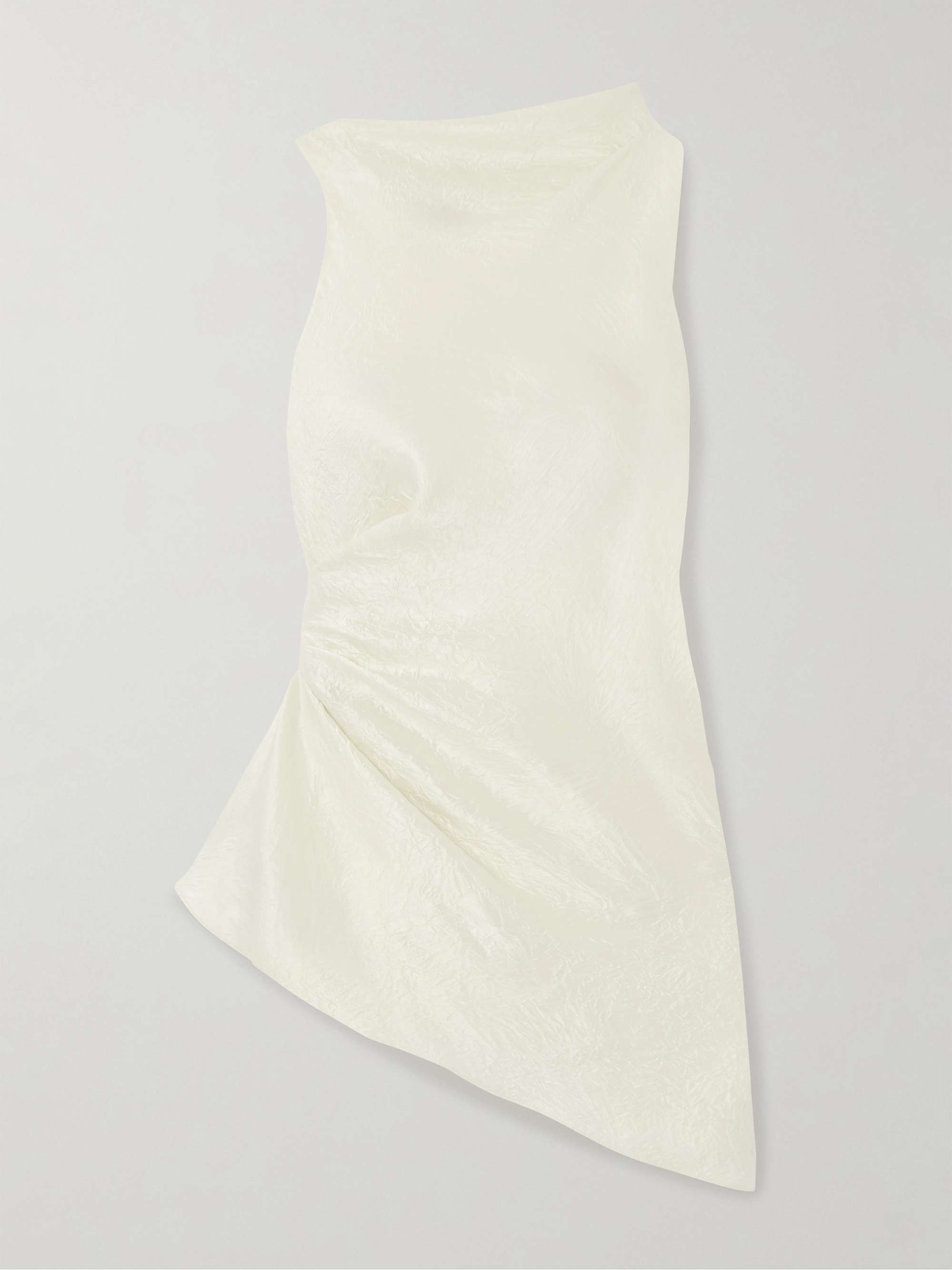 Asymmetric gathered crinkled-satin blouse view