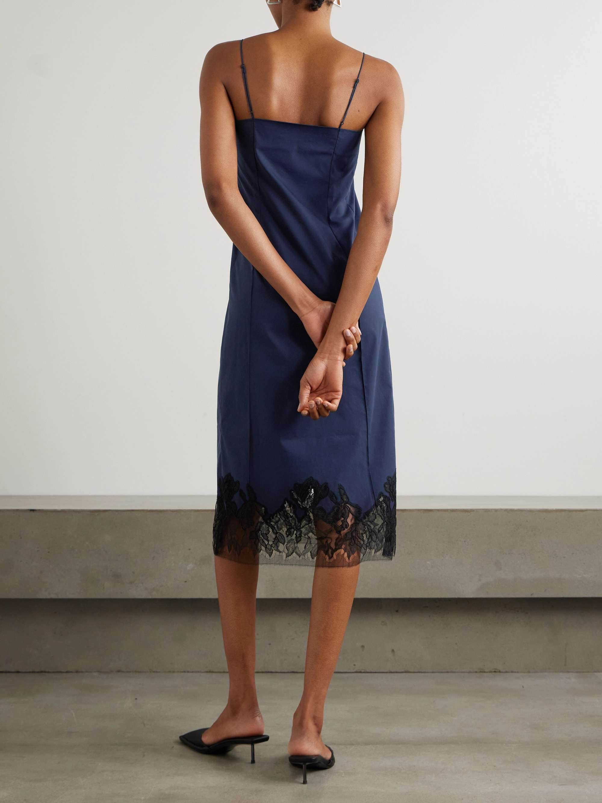 Elsain lace-trimmed cotton-blend twill midi dress view