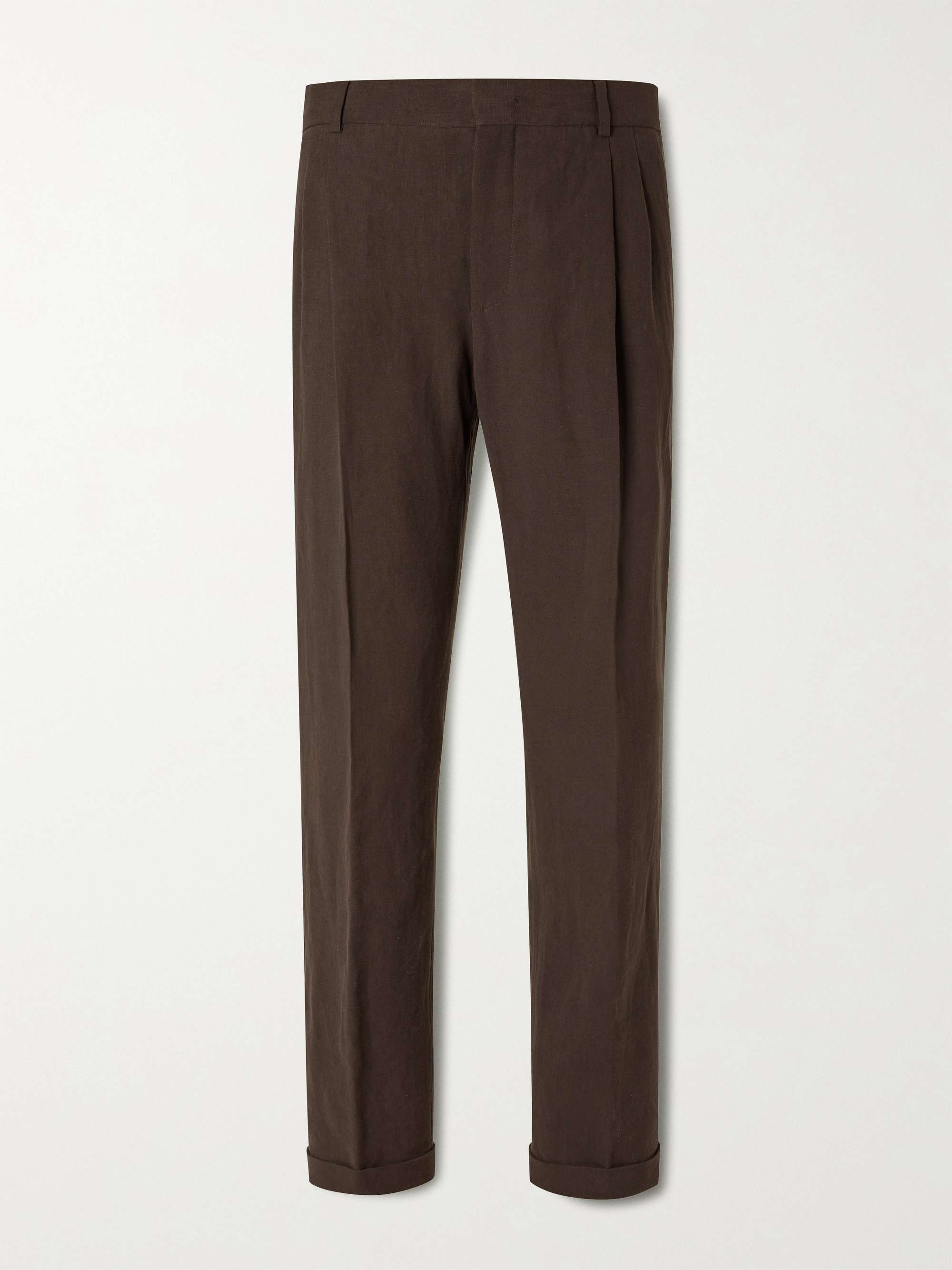 Slim-Fit Tapered Pleated Linen Suit Trousers view