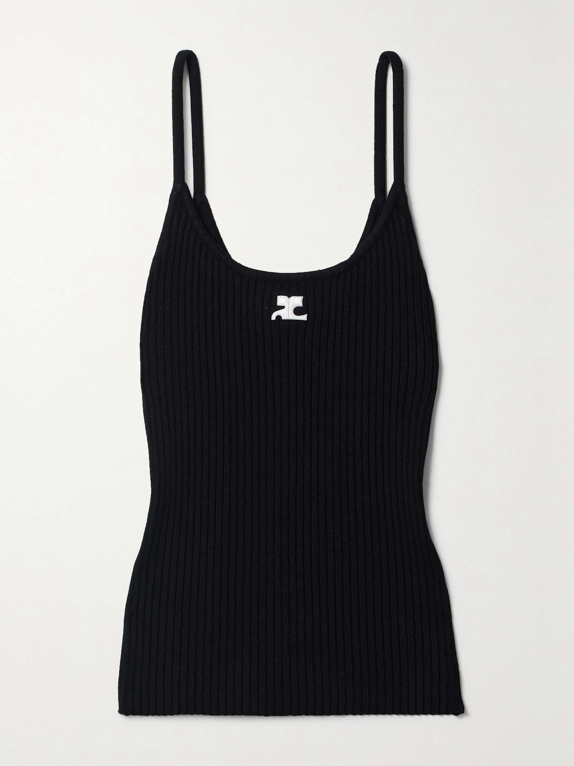 Reedition appliquéd ribbed-knit tank view