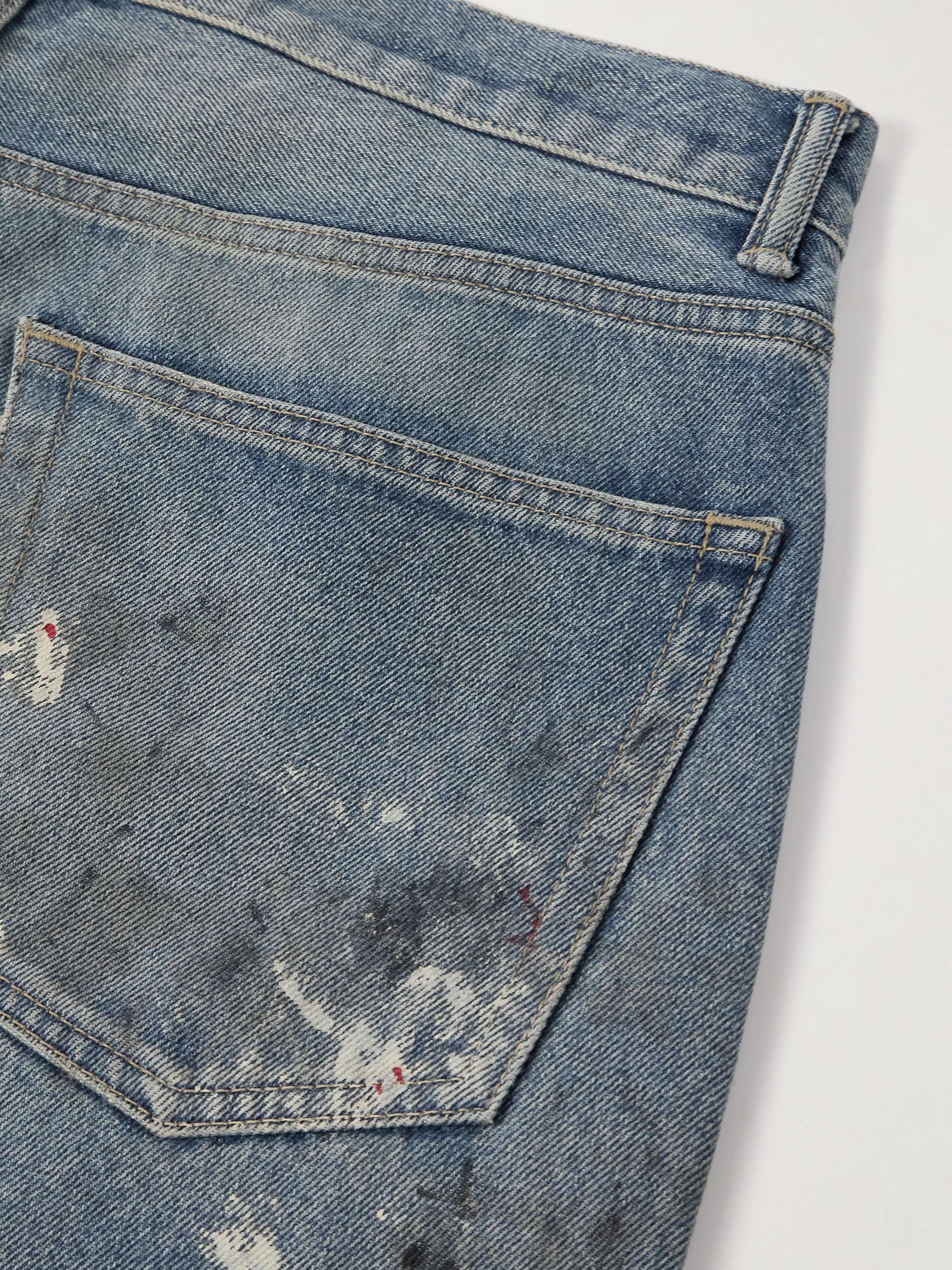 Wyatt Straight-Leg Distressed Paint-Splattered Jeans view