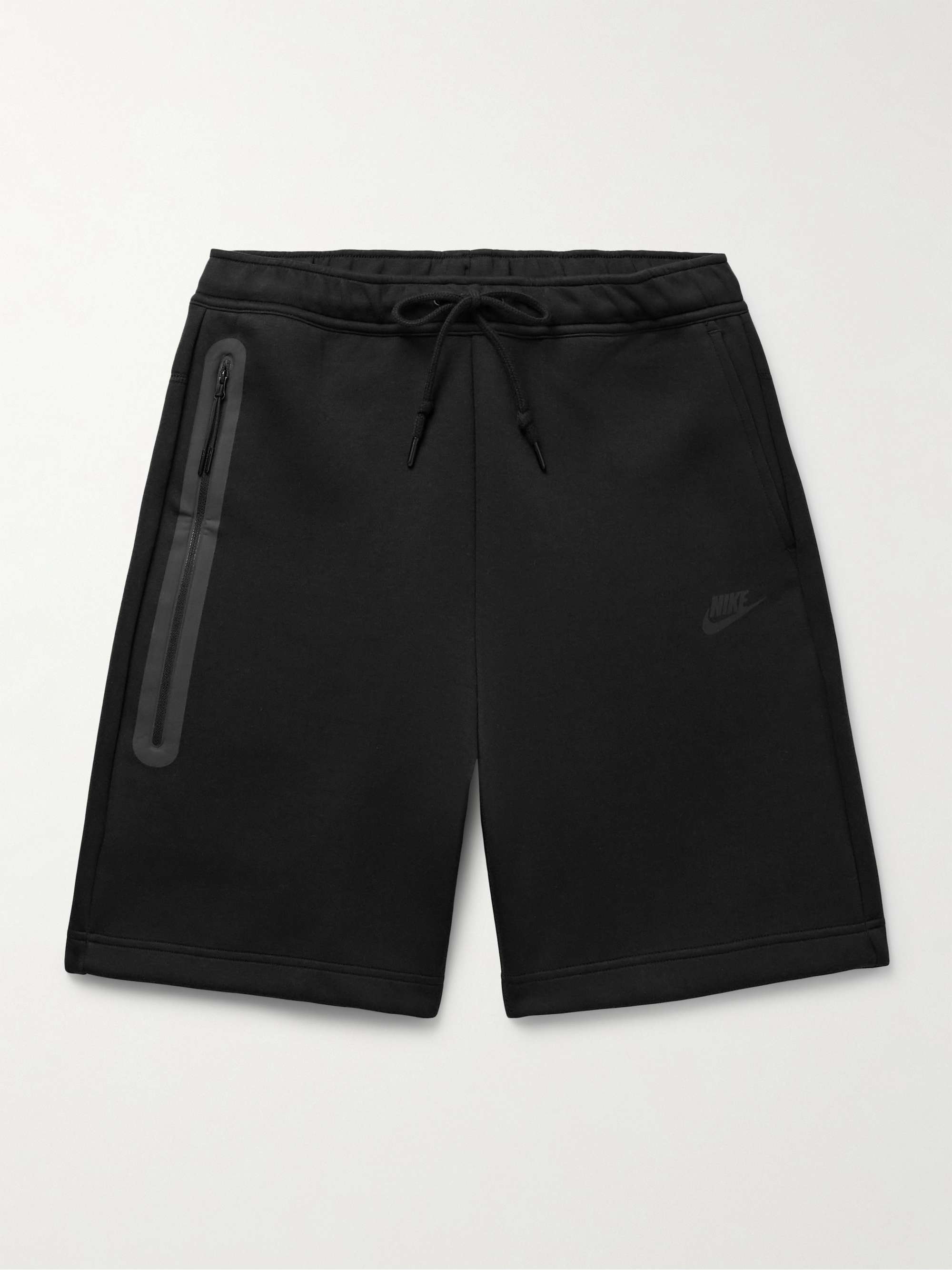 Straight-Leg Cotton-Blend Tech-Fleece Drawstring Shorts view