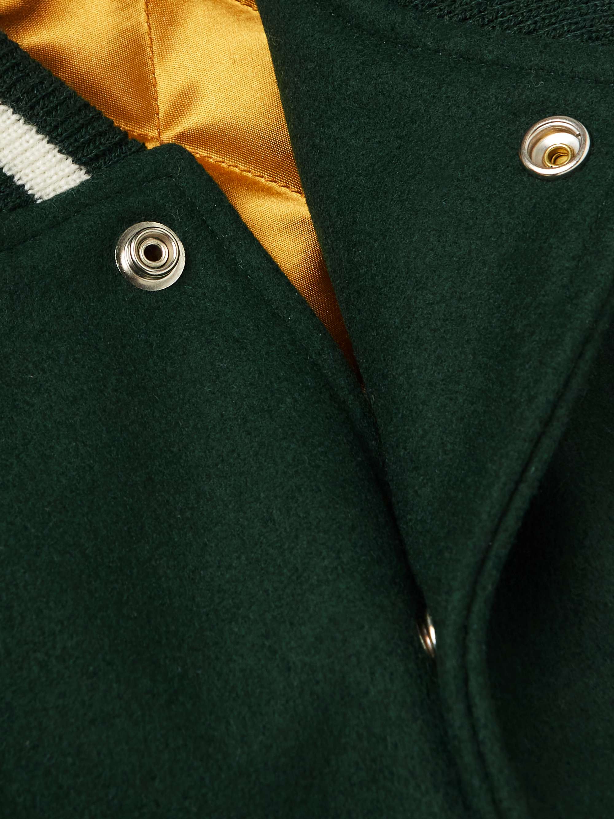 The Portola Leather-Trimmed Wool-Blend Varsity Jacket view