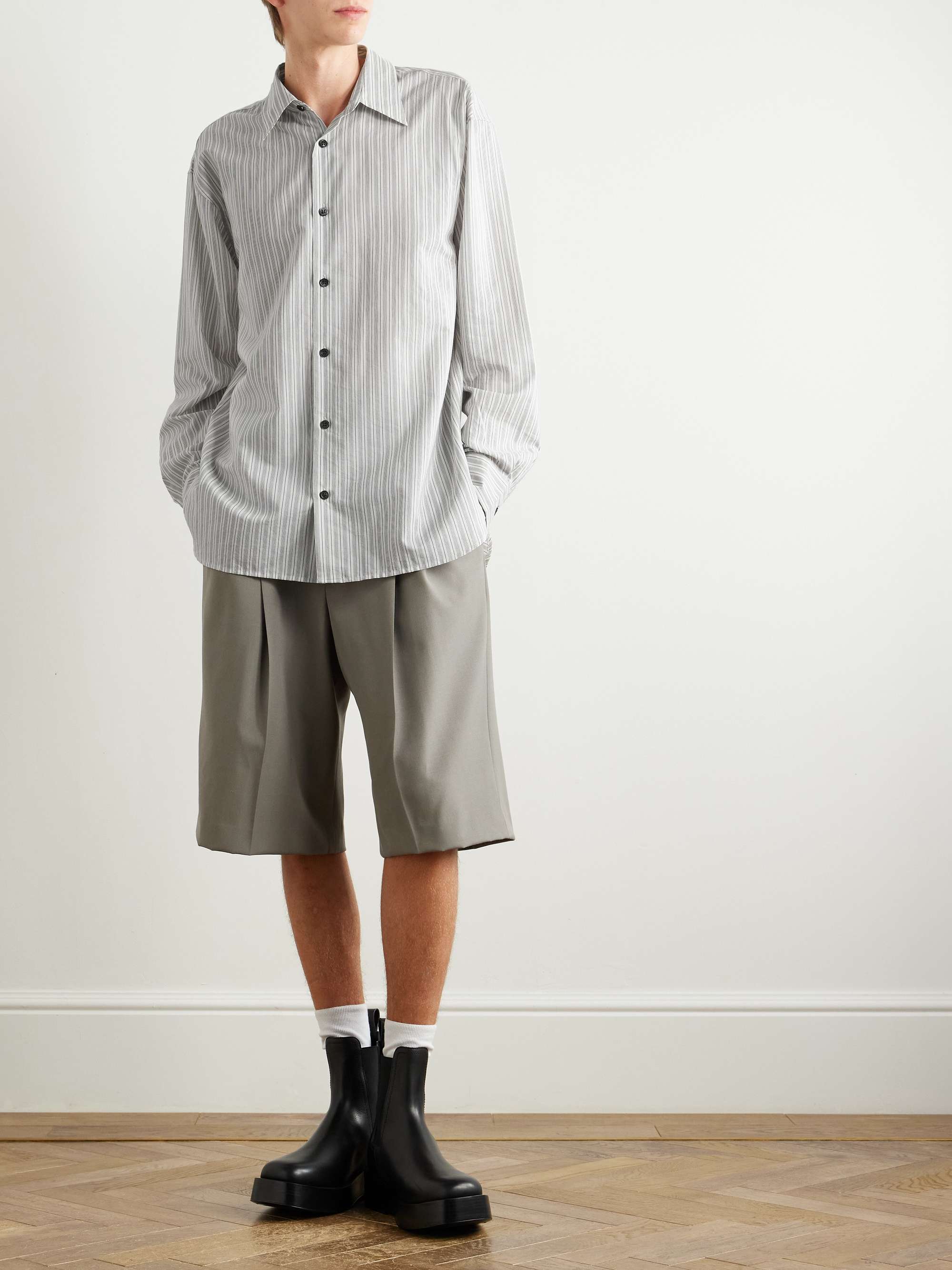 Striped Cotton-Blend Poplin Shirt view