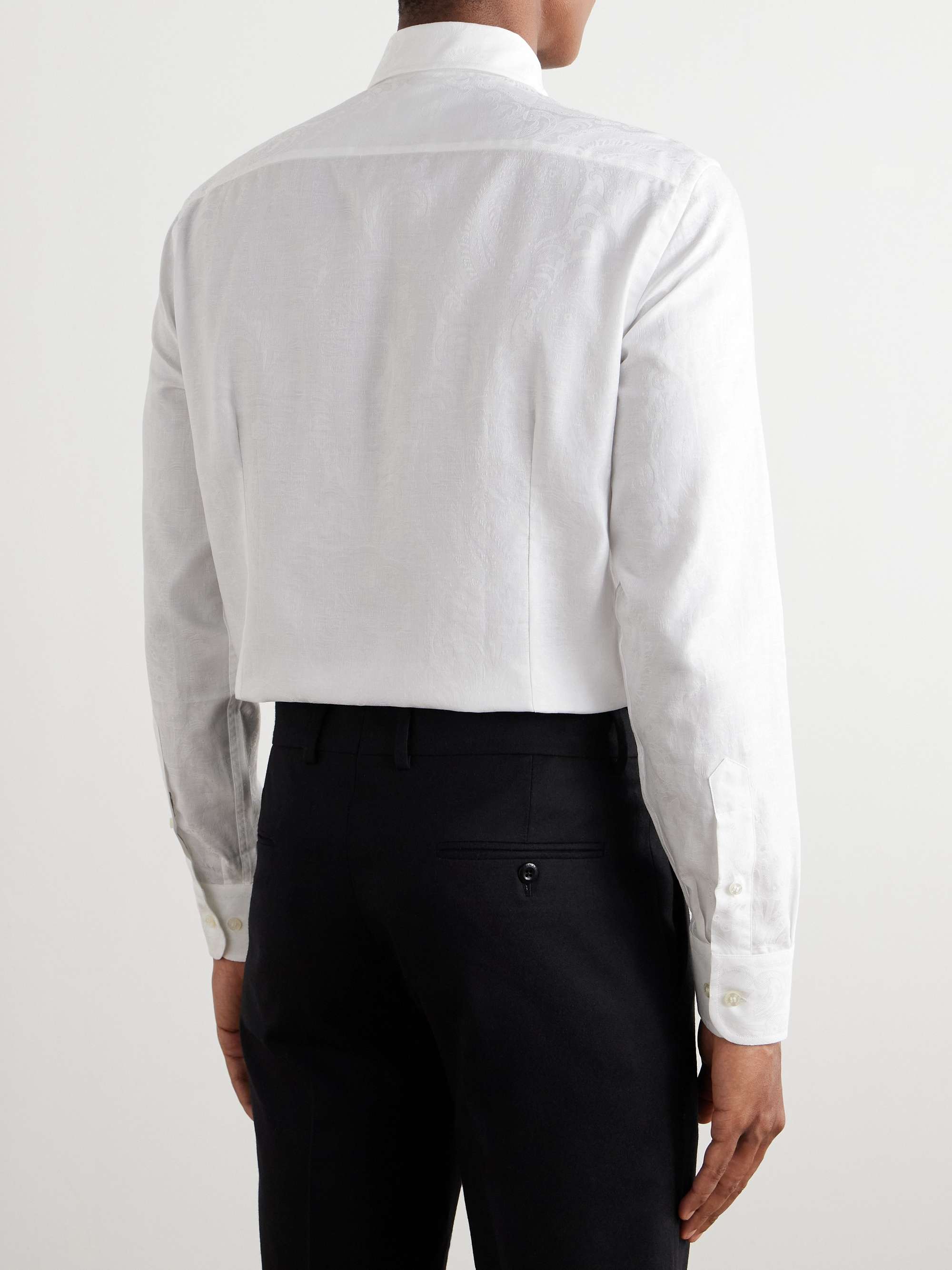 Slim-Fit Paisley-Jacquard Cotton Shirt view