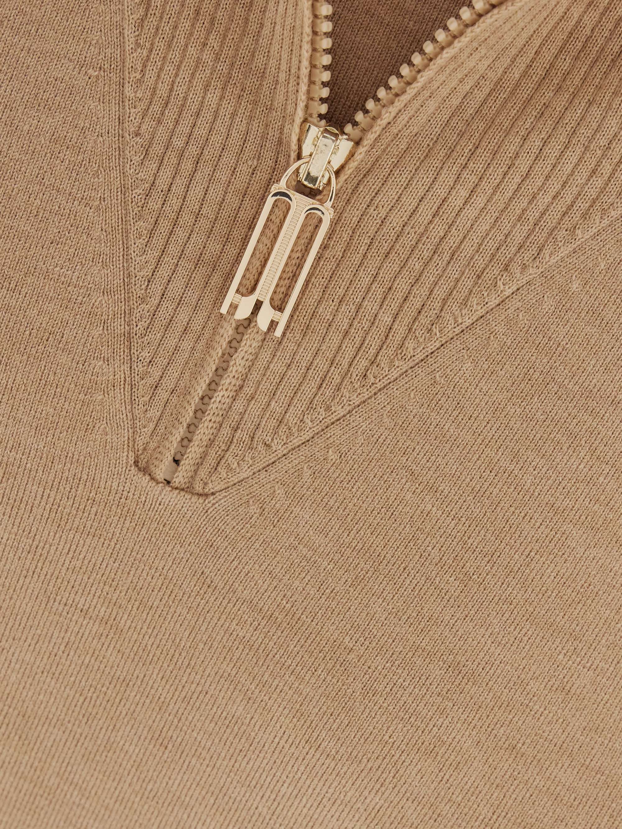Ribbed merino wool-blend half-zip sweater view