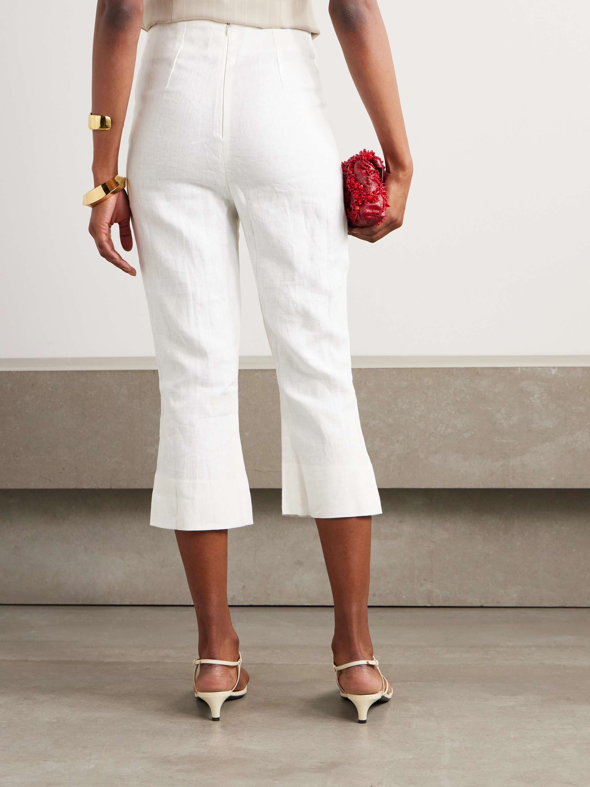 Capri cropped linen slim-fit pants view