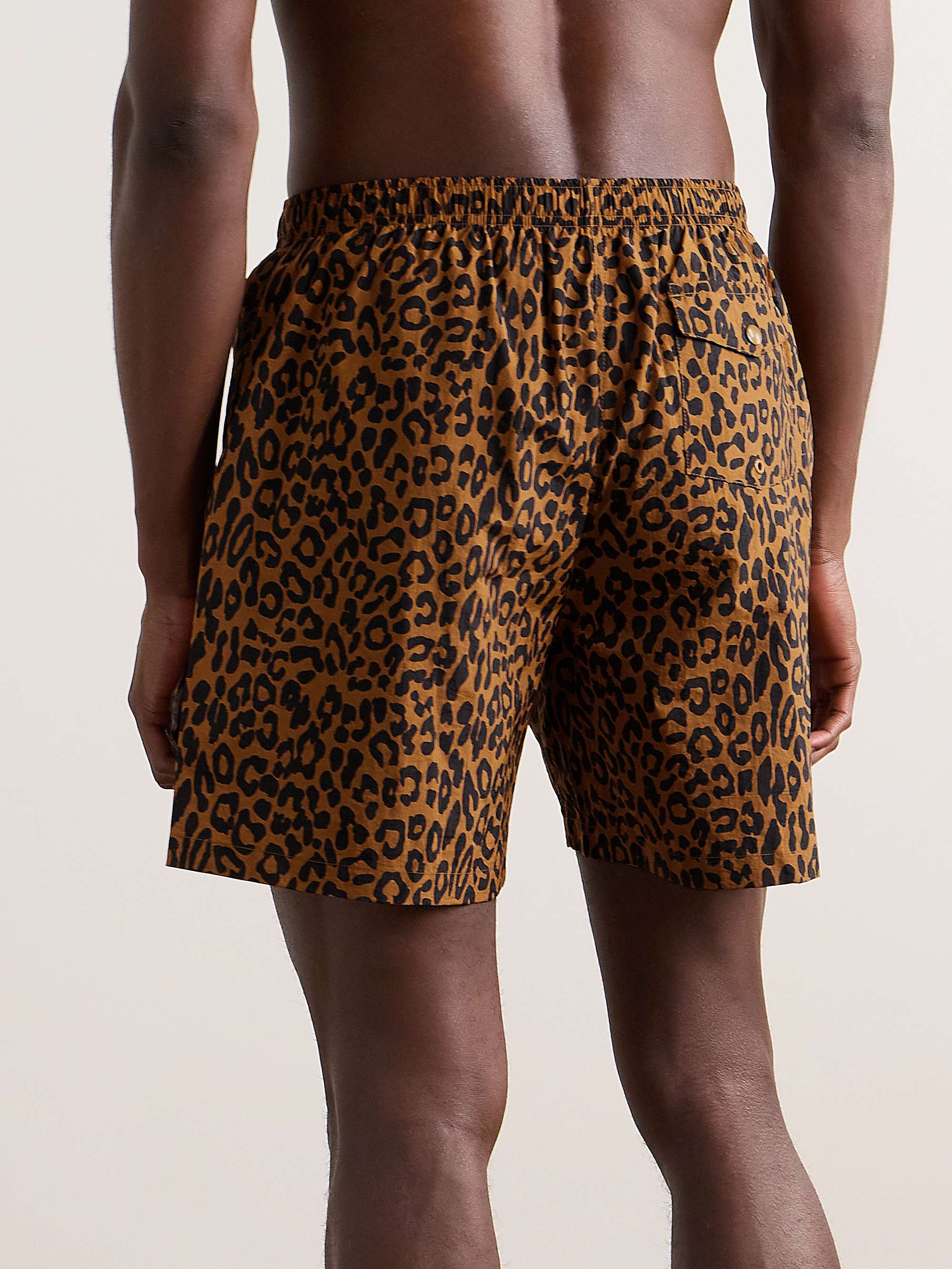 Straight-Leg Mid-Length Leopard-Print Swim Shorts view