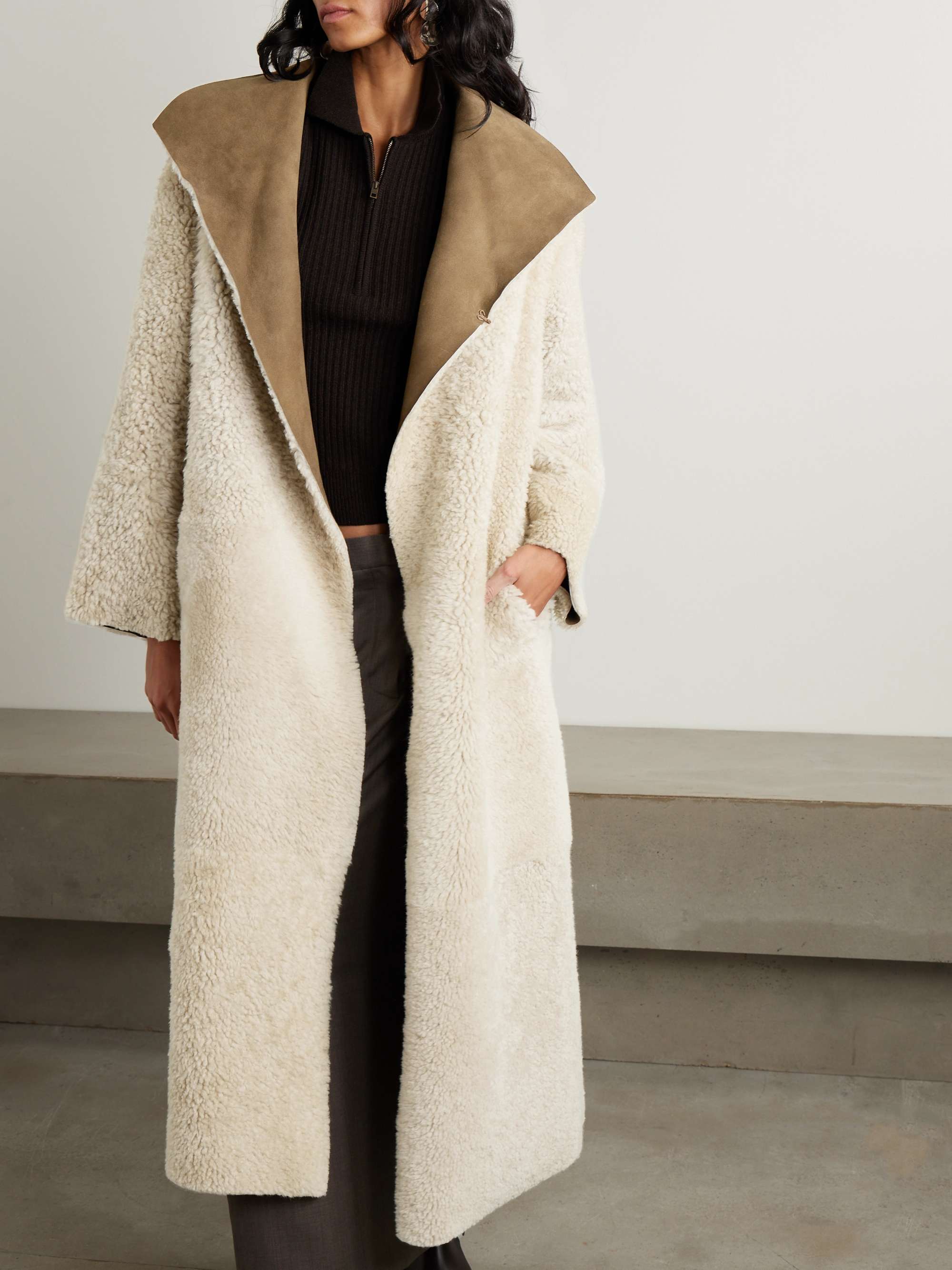 Asymmetric shearling coat view