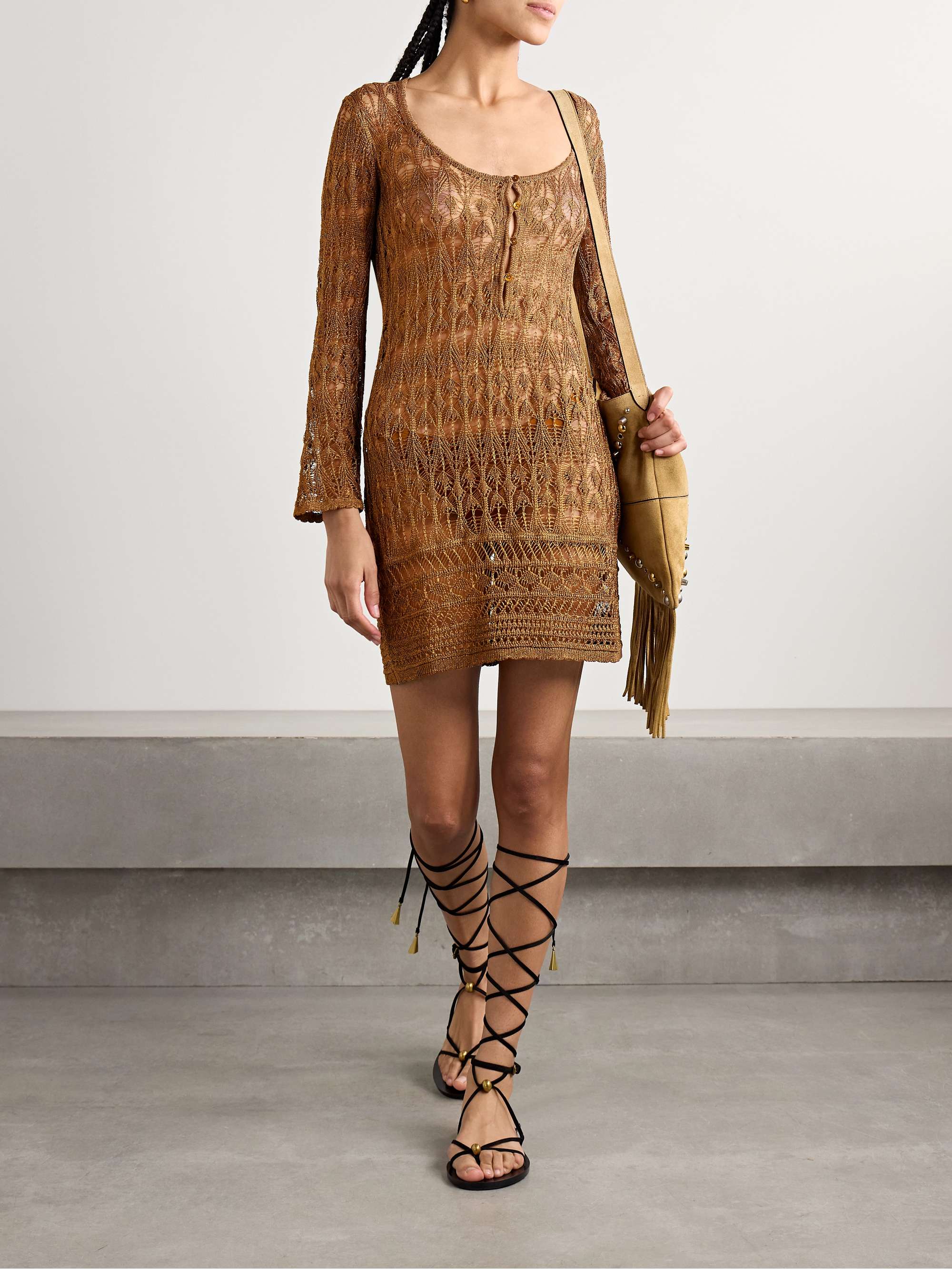 Pia metallic crocheted mini dress view