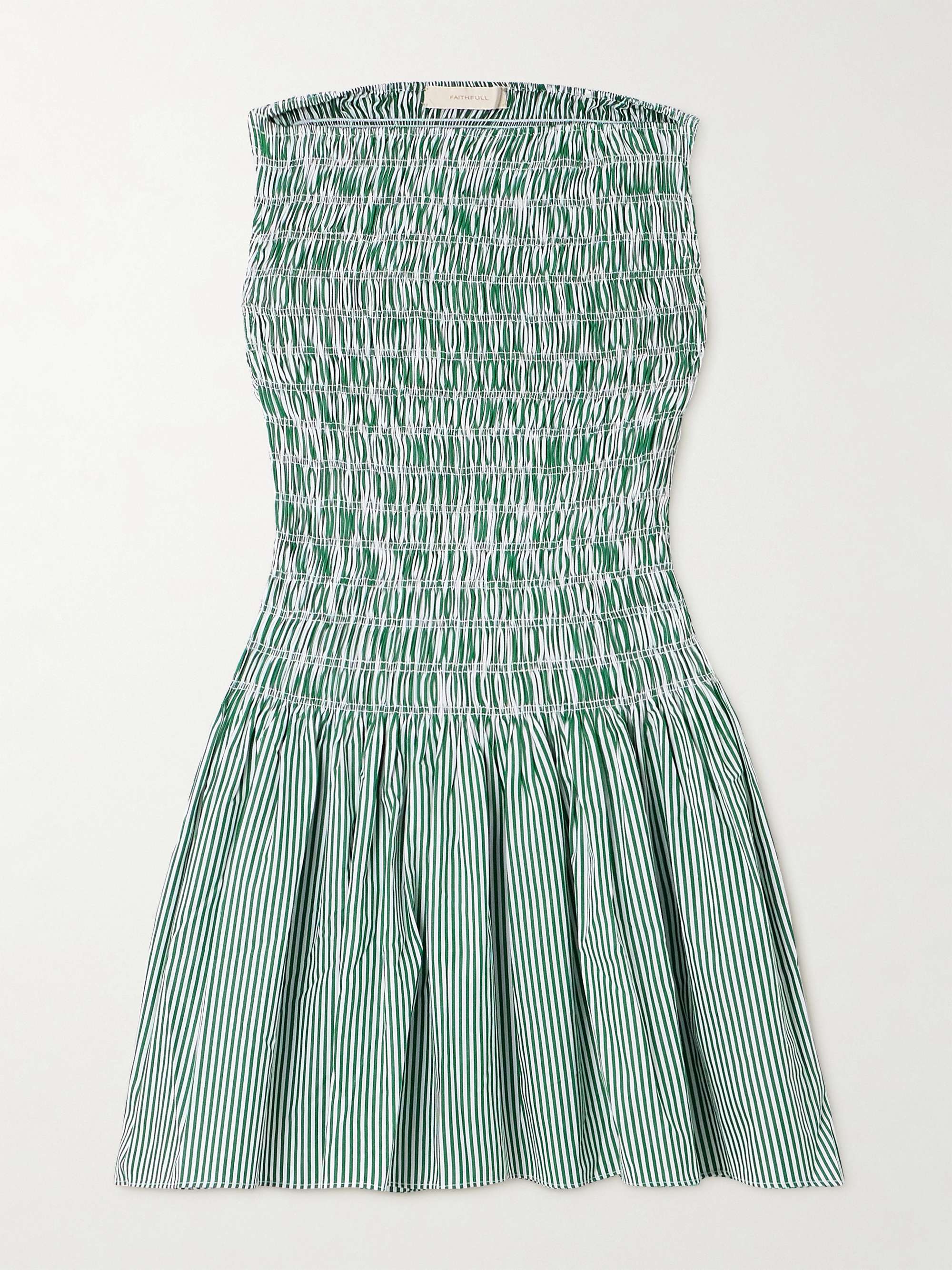 Noa shirred striped cotton-blend poplin mini dress view