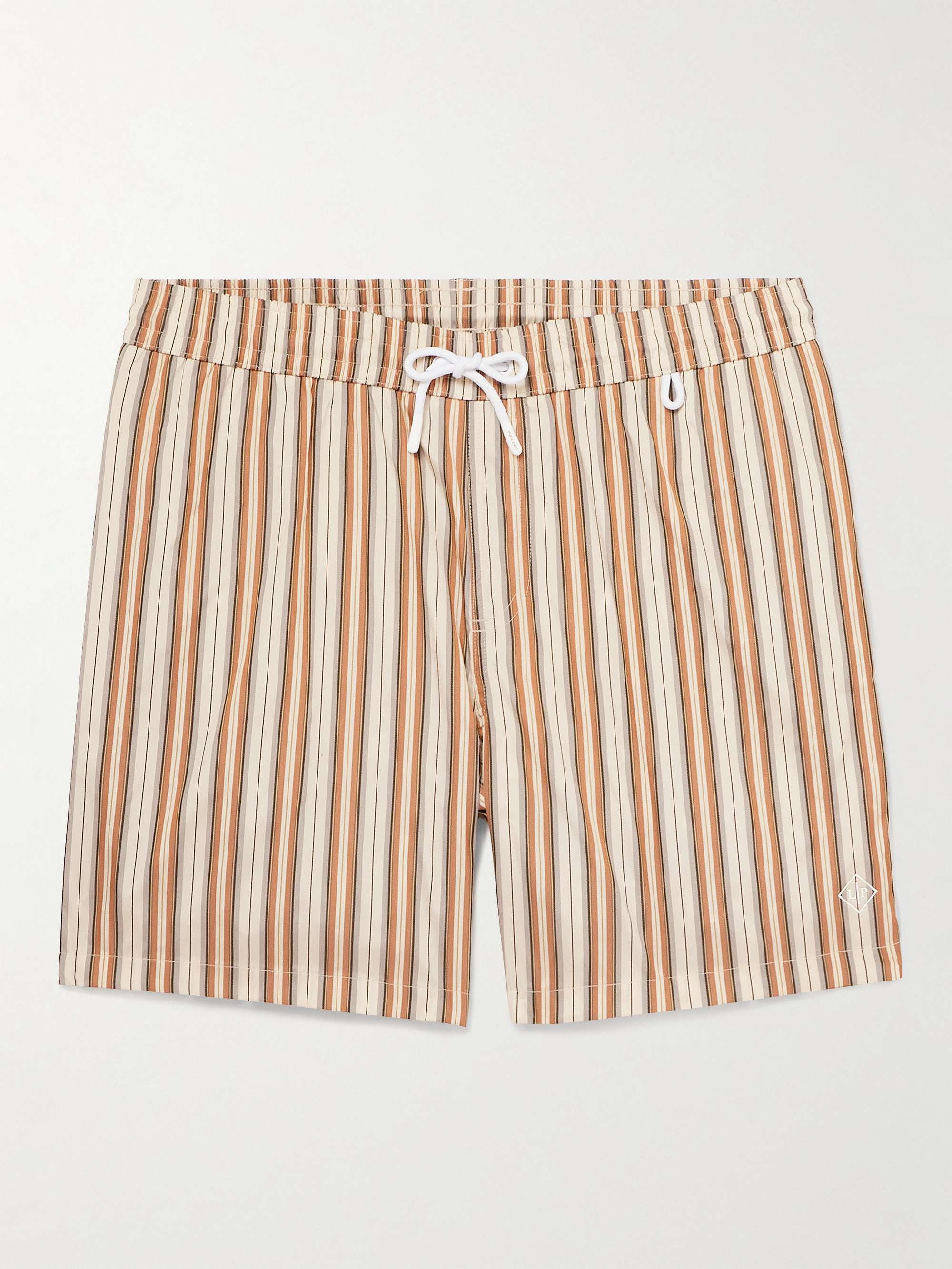 Bay Straight-Leg Mid-Length Striped Swim Shorts view