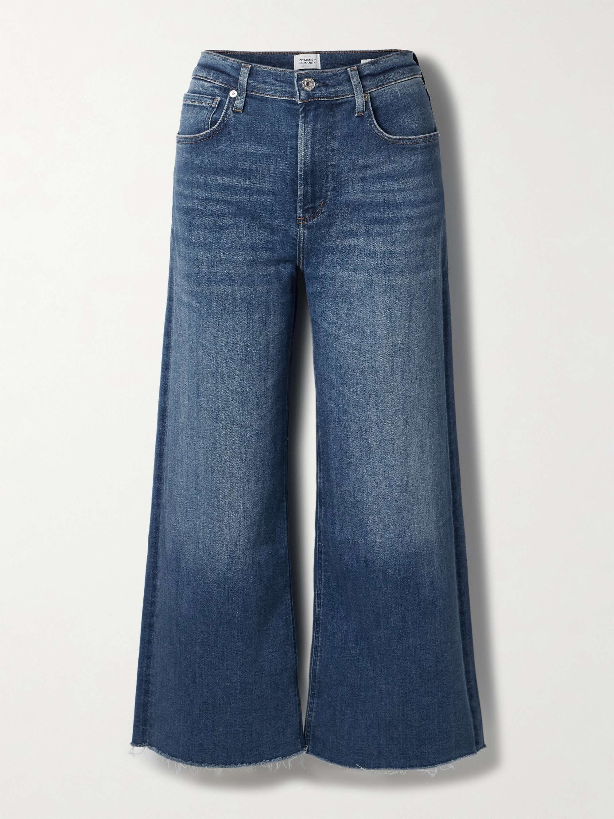 Lyra frayed cropped high-rise wide-leg jeans view