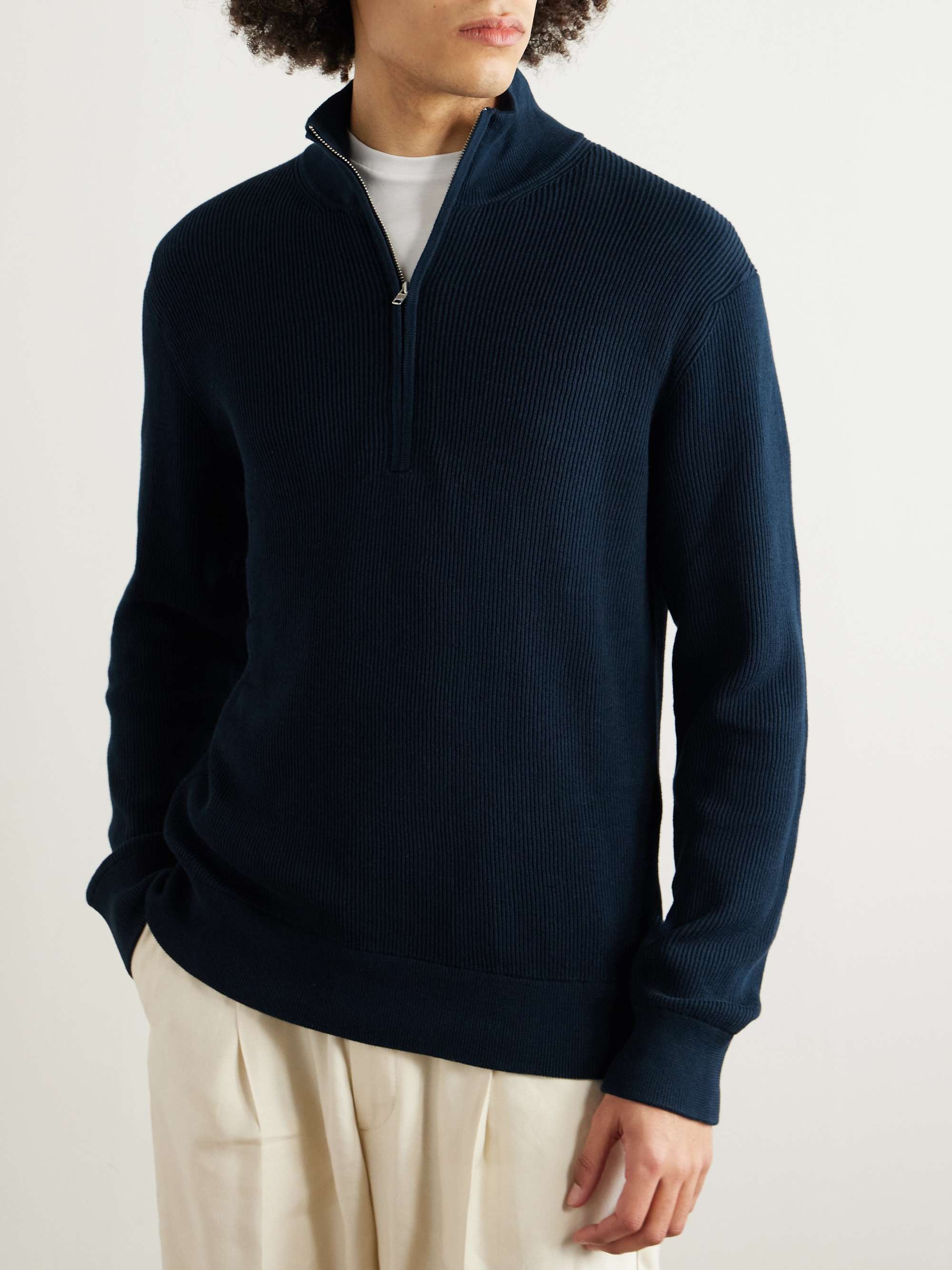 Kevin 6600 Ribbed Organic Cotton Half-Zip Sweater view