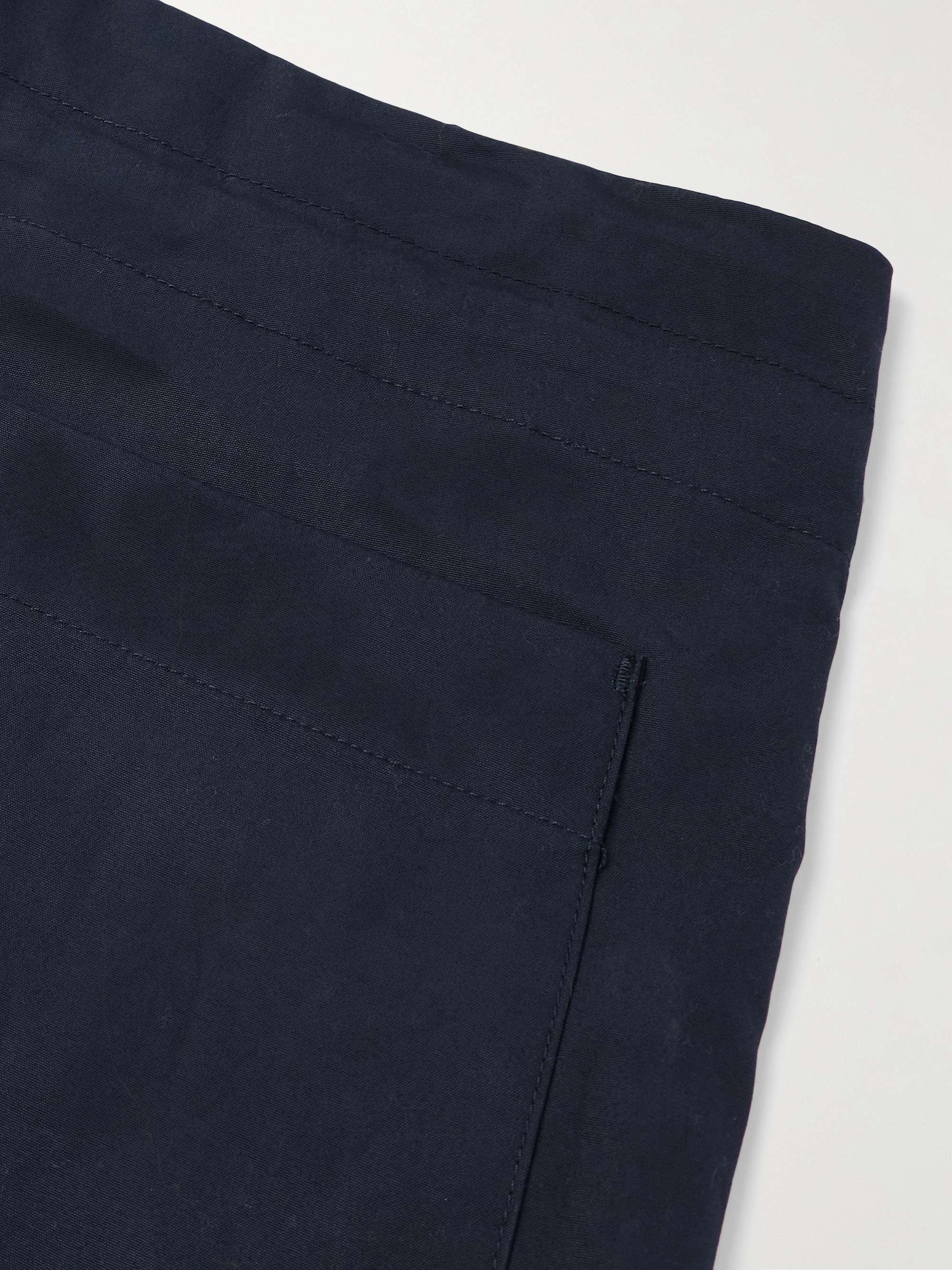 Straight-Leg Pleated Cotton Shorts view