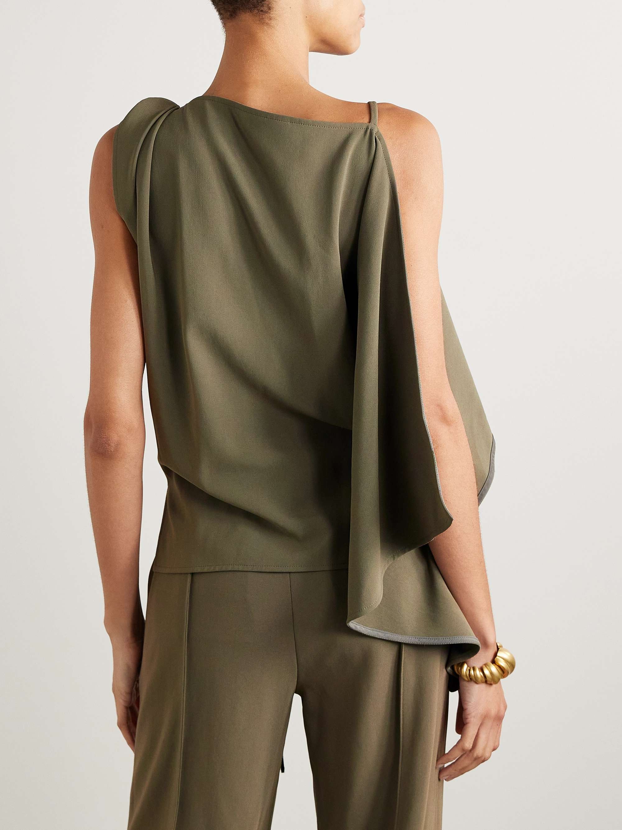 Alyssa asymmetric draped crepe top view