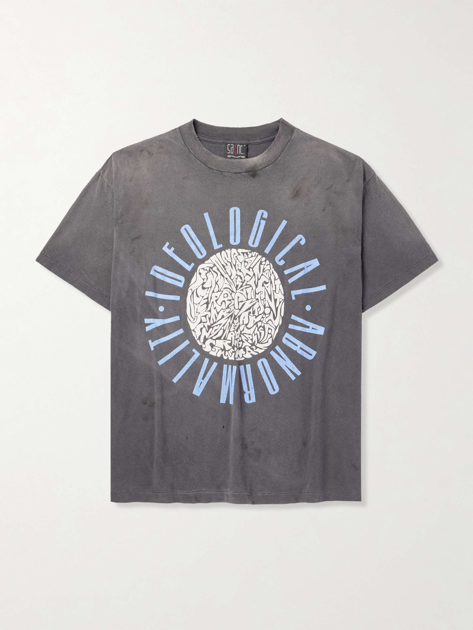 Ideological Abnormality Distressed Printed Cotton-Jersey T-Shirt view