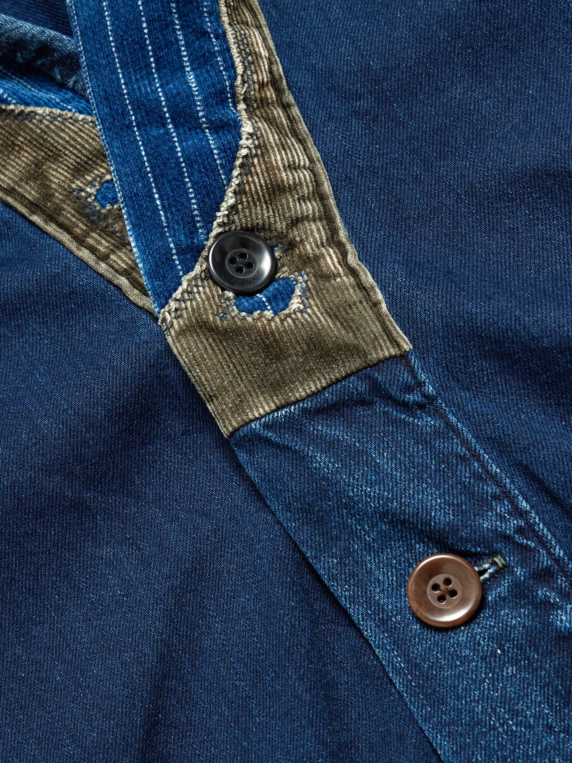 Tiger Juddbhan Patchwork Corduroy-Trimmed Denim Cardigan view