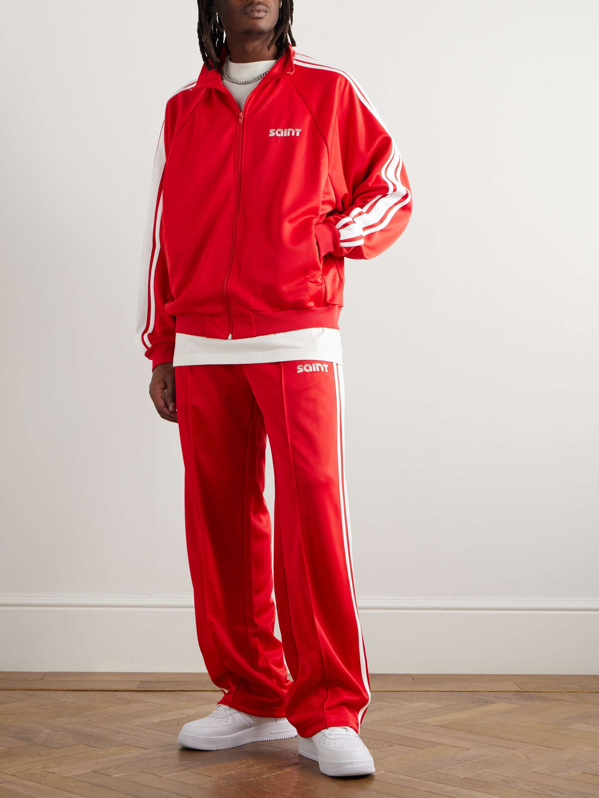 Logo-Embroidered Striped Jersey Track Jacket view