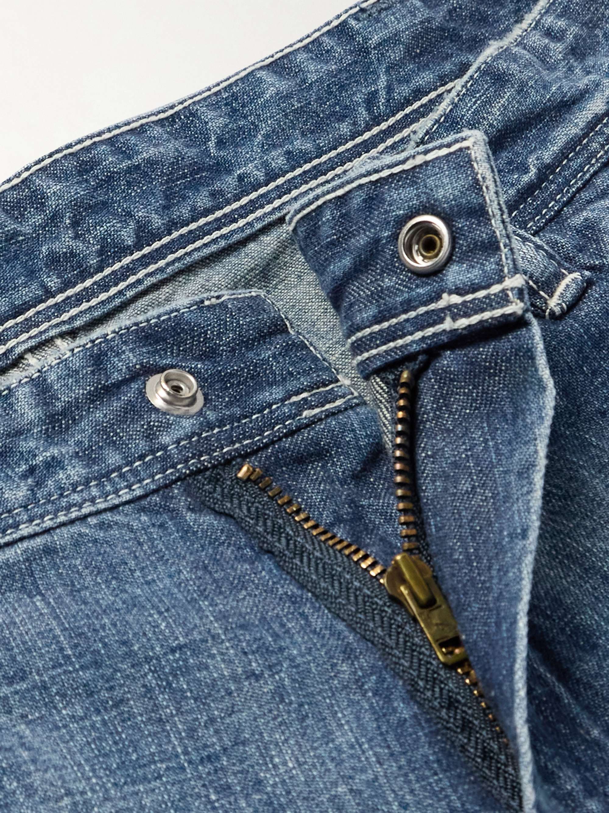 Straight-Leg Distressed Paint-Spattered Jeans view