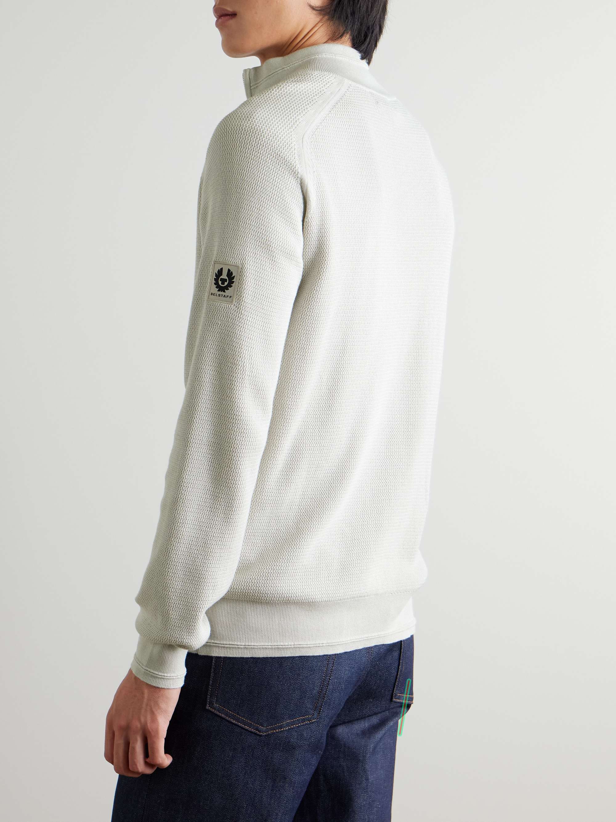 Guide Logo-Appliquéd Cotton Half-Zip Sweater view
